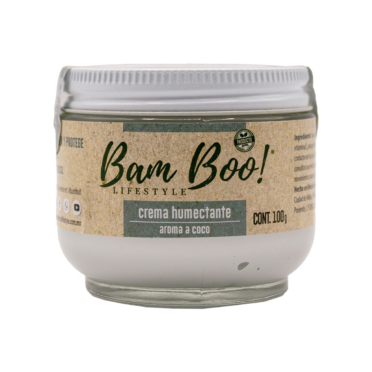 Foto 2 pulgar | Crema Humectante Bam Boo! Aroma A Coco 100 G