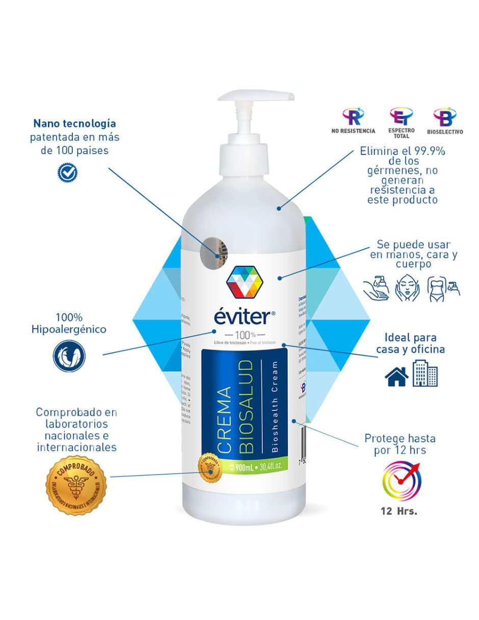 Foto 2 | Crema Antiséptica Biosalud Éviter 900 ml