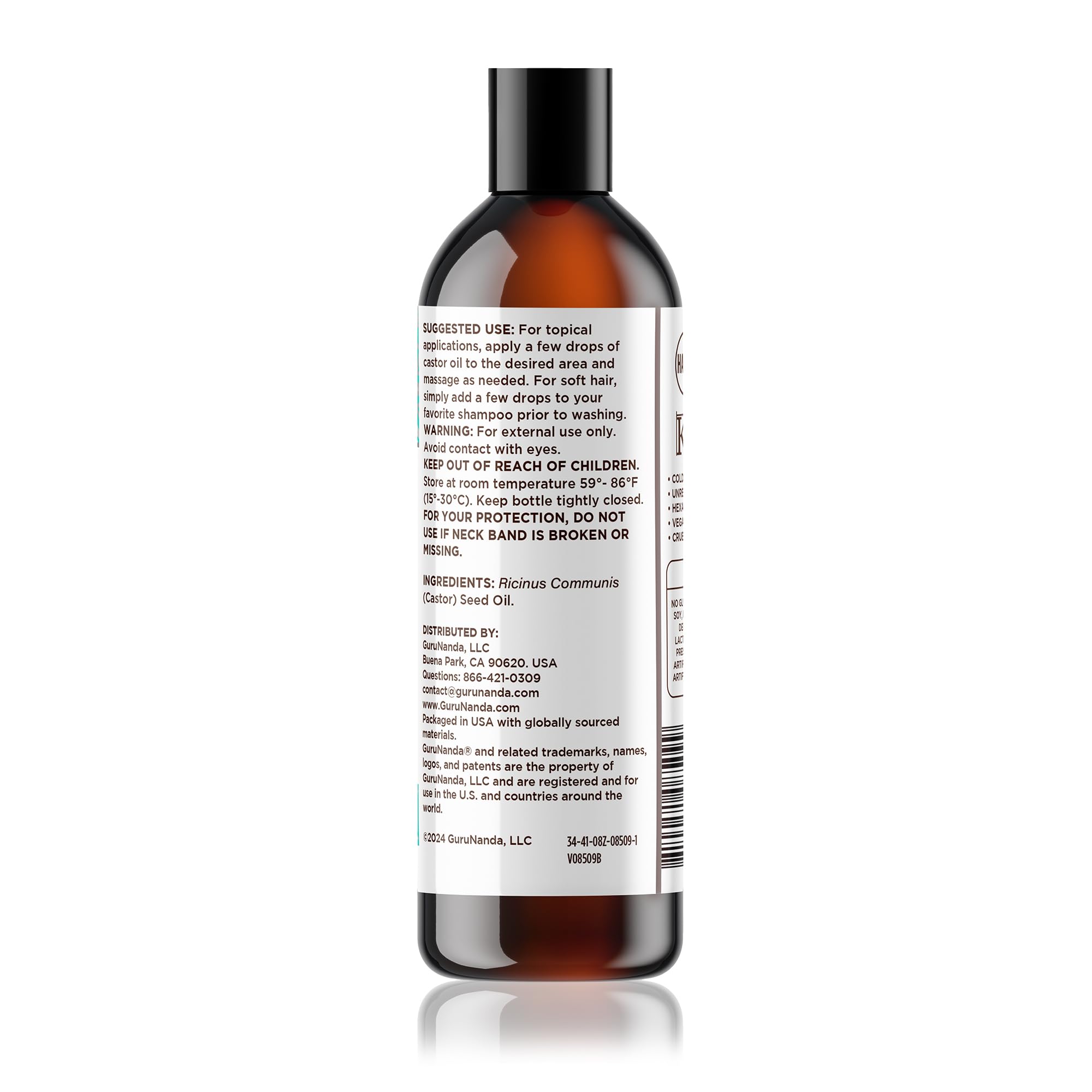 Foto 8 pulgar | Aceite De Ricino Gurunanda 240 Ml 100% Puro Prensado en Frío Sin Hexano - Venta Internacional