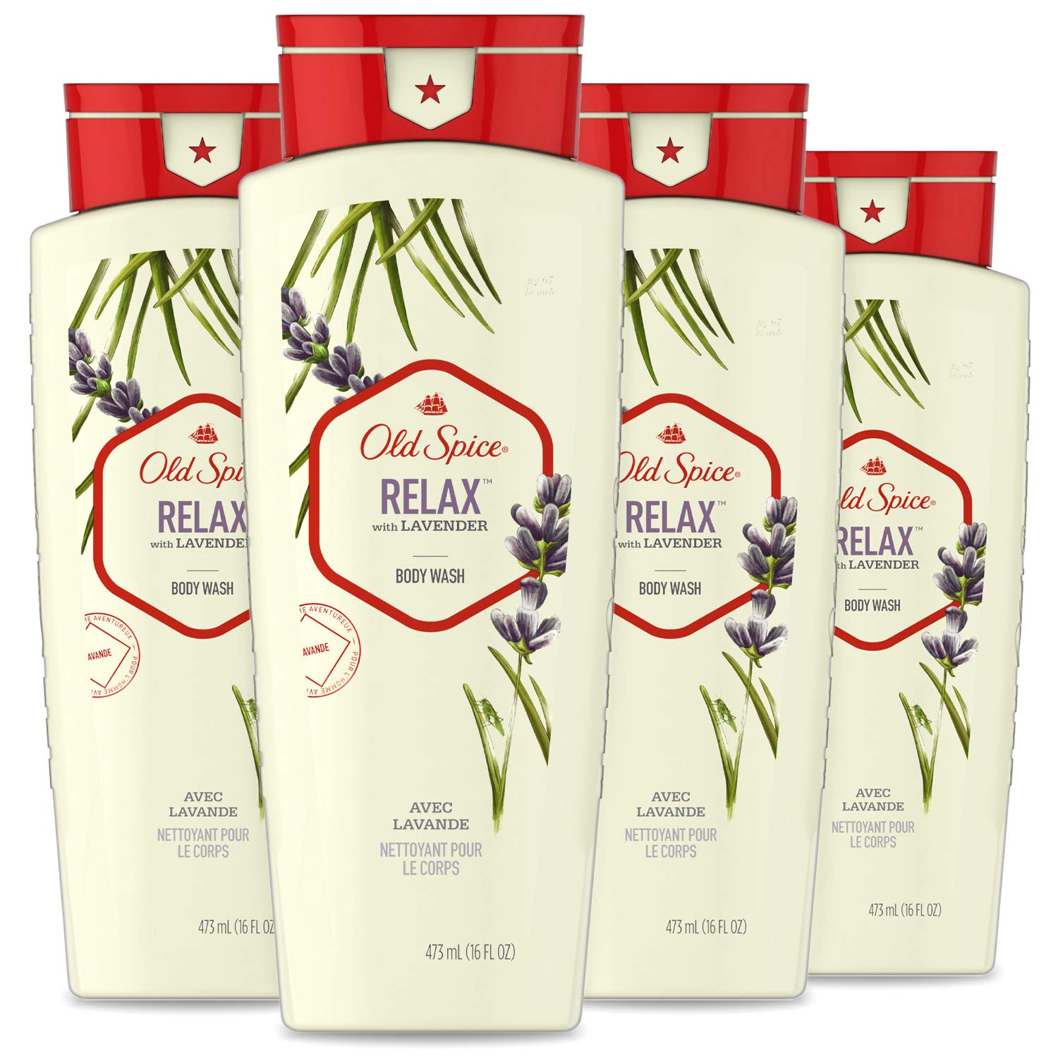 Foto 1 | Gel de Baño Old Spice Relax con Lavanda Para Hombre 480 Ml Paquete de 4 - Venta Internacional