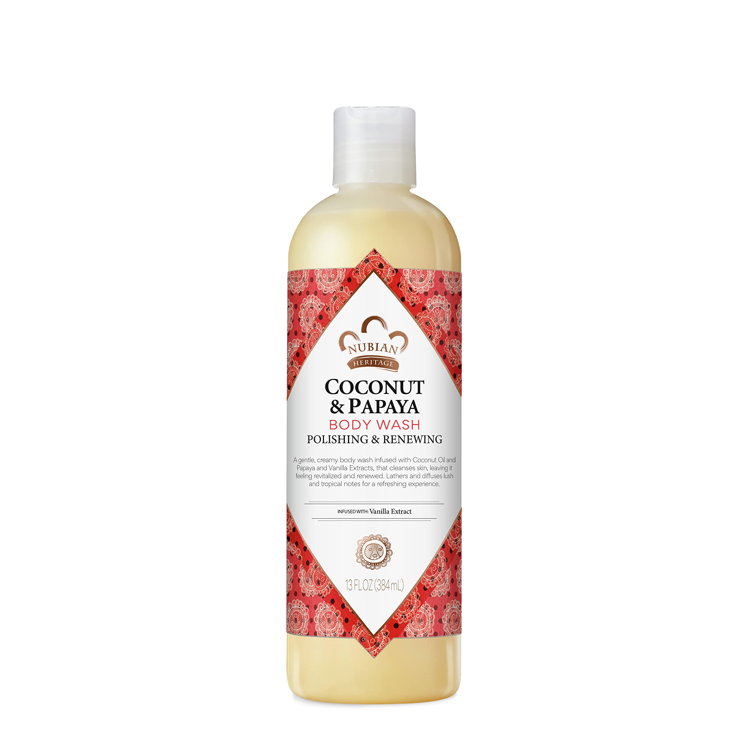 Gel de Baño Nubian Heritage Coco y Papaya para Piel Seca 385 ml - Venta Internacional