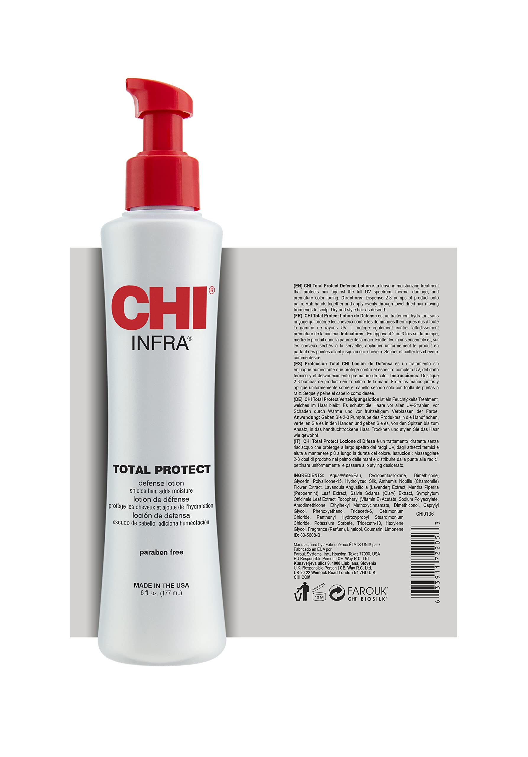 Foto 3 pulgar | Loción Chi Total Protect Defense 180 Ml Para Cabello - Venta Internacional.