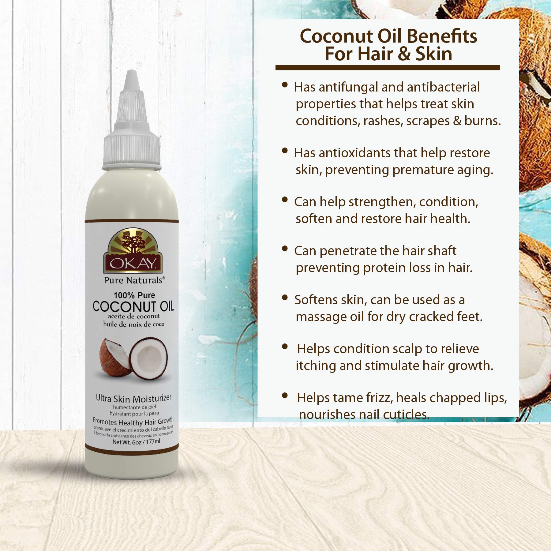 Foto 3 pulgar | Aceite De Coco 100% Aceptable Para Cabello Y Piel, 118 Ml - Venta Internacional.