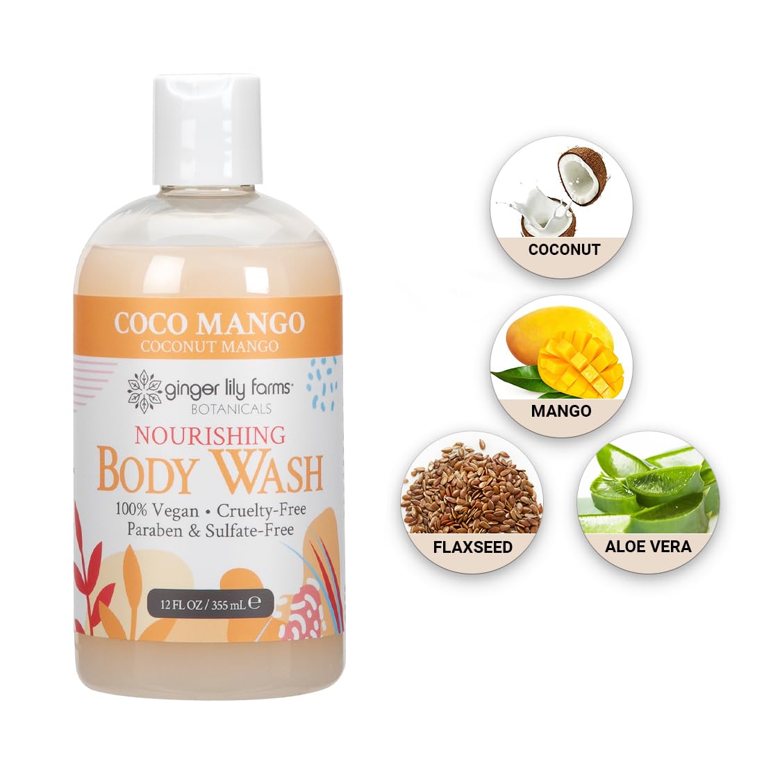 Foto 6 pulgar | Gel De Baño Ginger Lily Farms Botanicals Coco Mango 360ml - Venta Internacional.