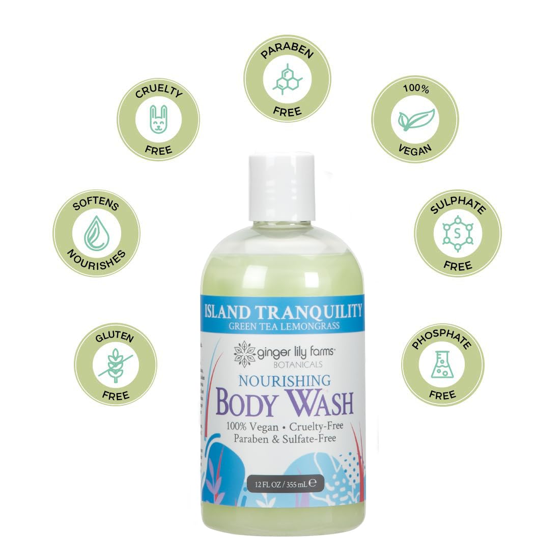 Foto 4 | Gel De Baño Ginger Lily Farms Botanicals Island Tranquility 360 Ml - Venta Internacional.