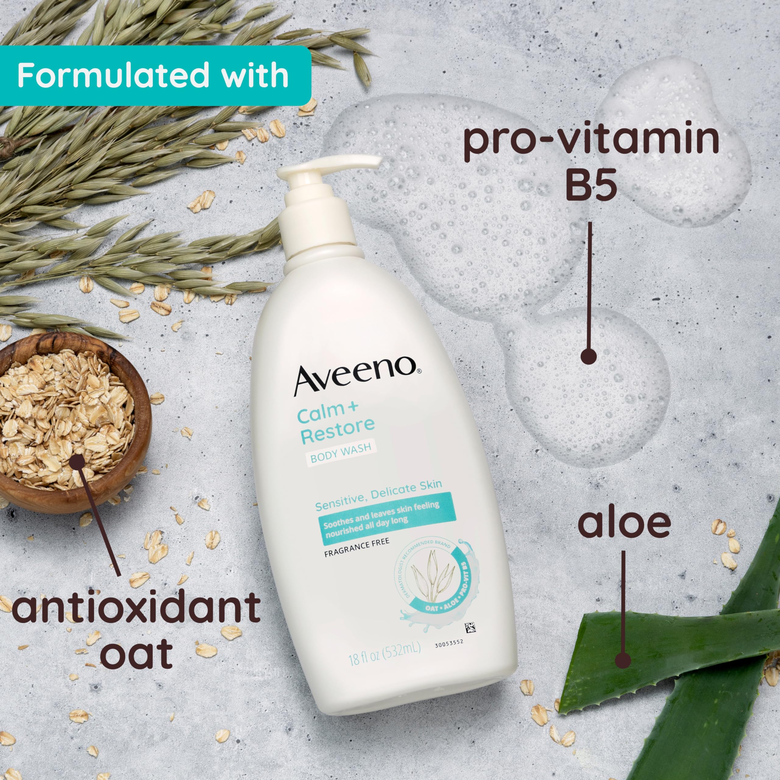 Foto 5 pulgar | Gel De Baño Aveeno Calm + Restore Para Pieles Sensibles 532 Ml - Venta Internacional.