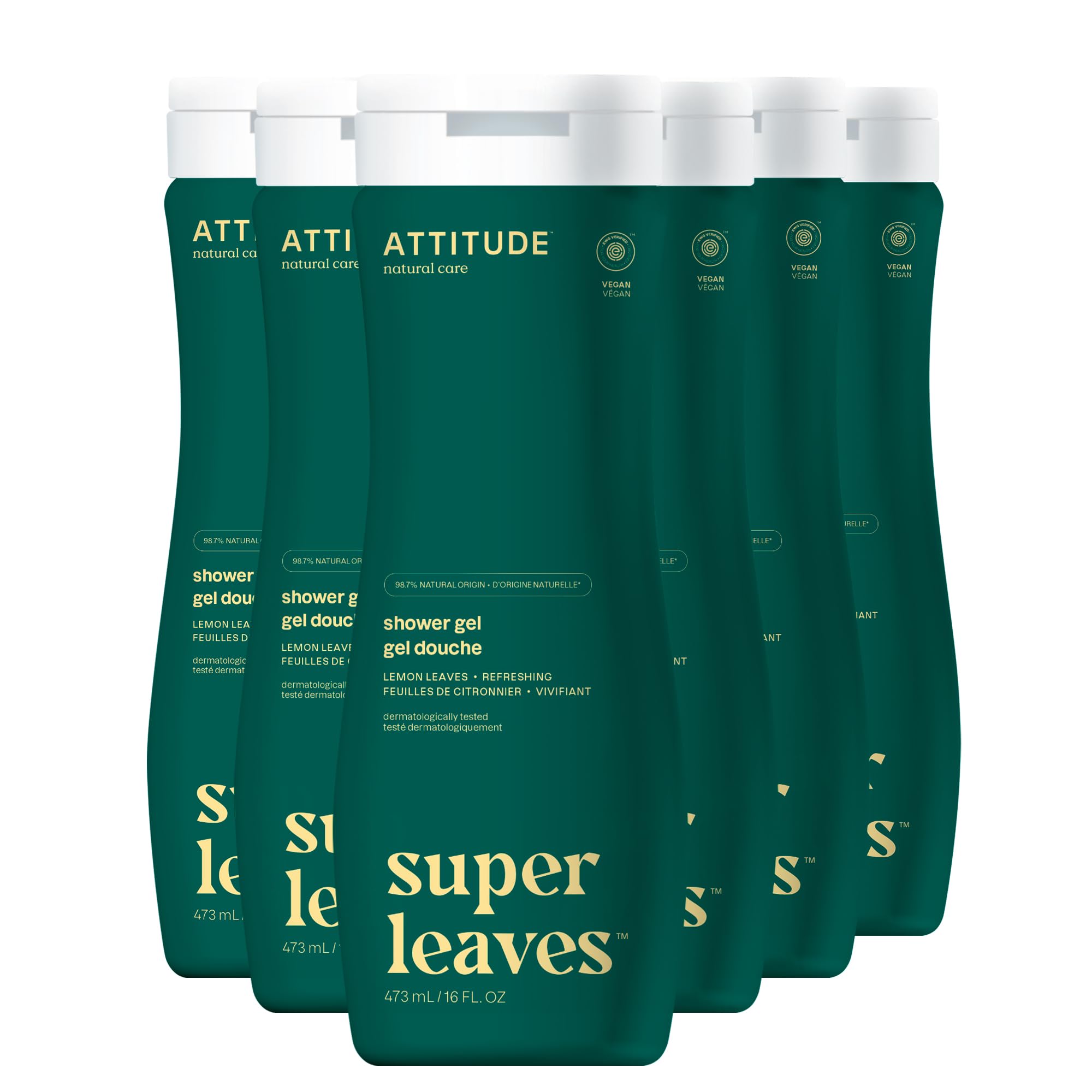 Gel De Baño Attitude Lemon Leaves, 473 Ml (paquete De 6) - Venta Internacional.