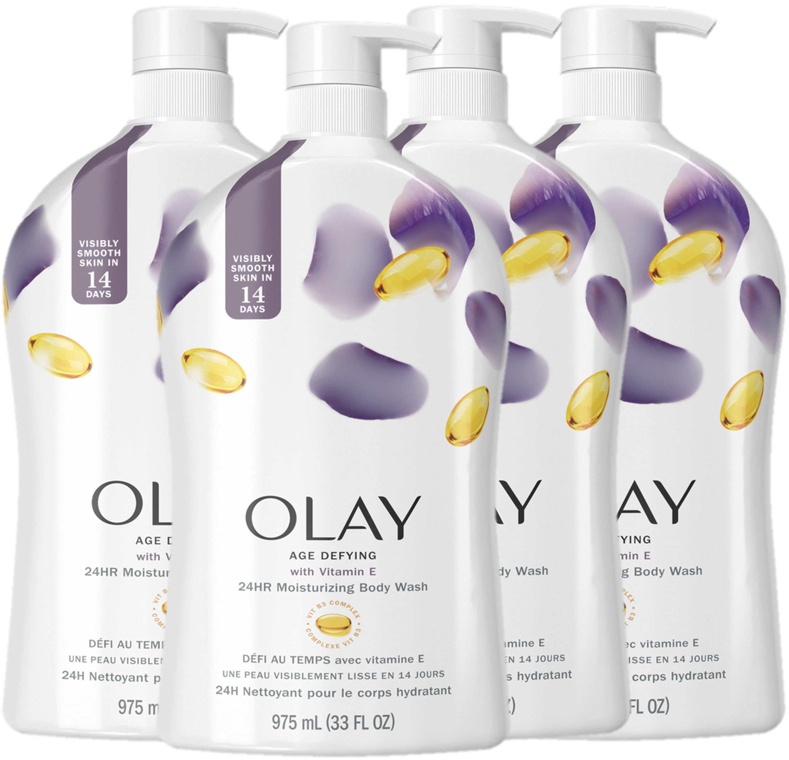 Gel De Baño Antiedad Olay Con Vitamina E, 1 Litro, Para Mujeres (x4) - Venta Internacional.