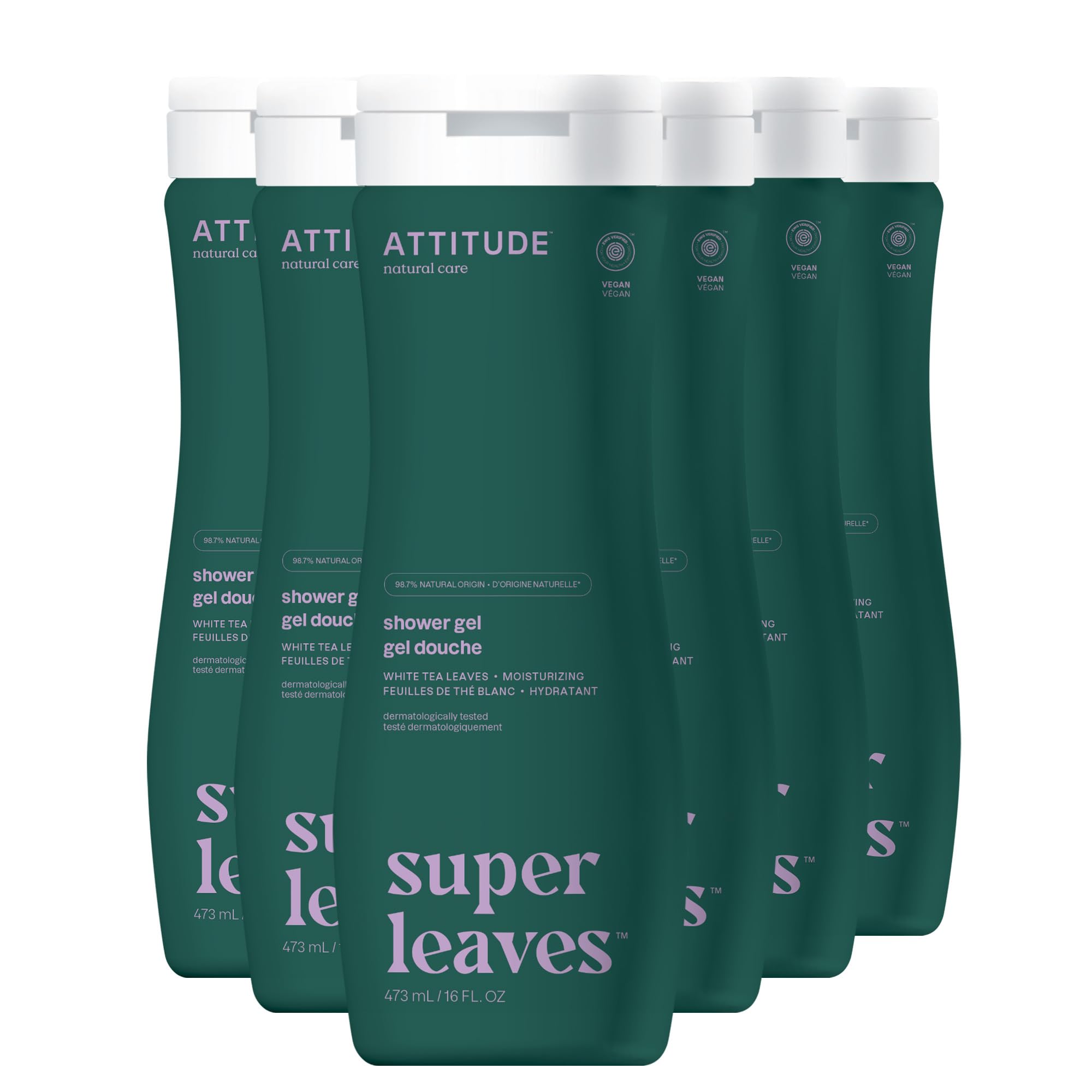 Gel De Baño Attitude Con Hojas De Té Blanco, 473 Ml (paquete De 6) - Venta Internacional.