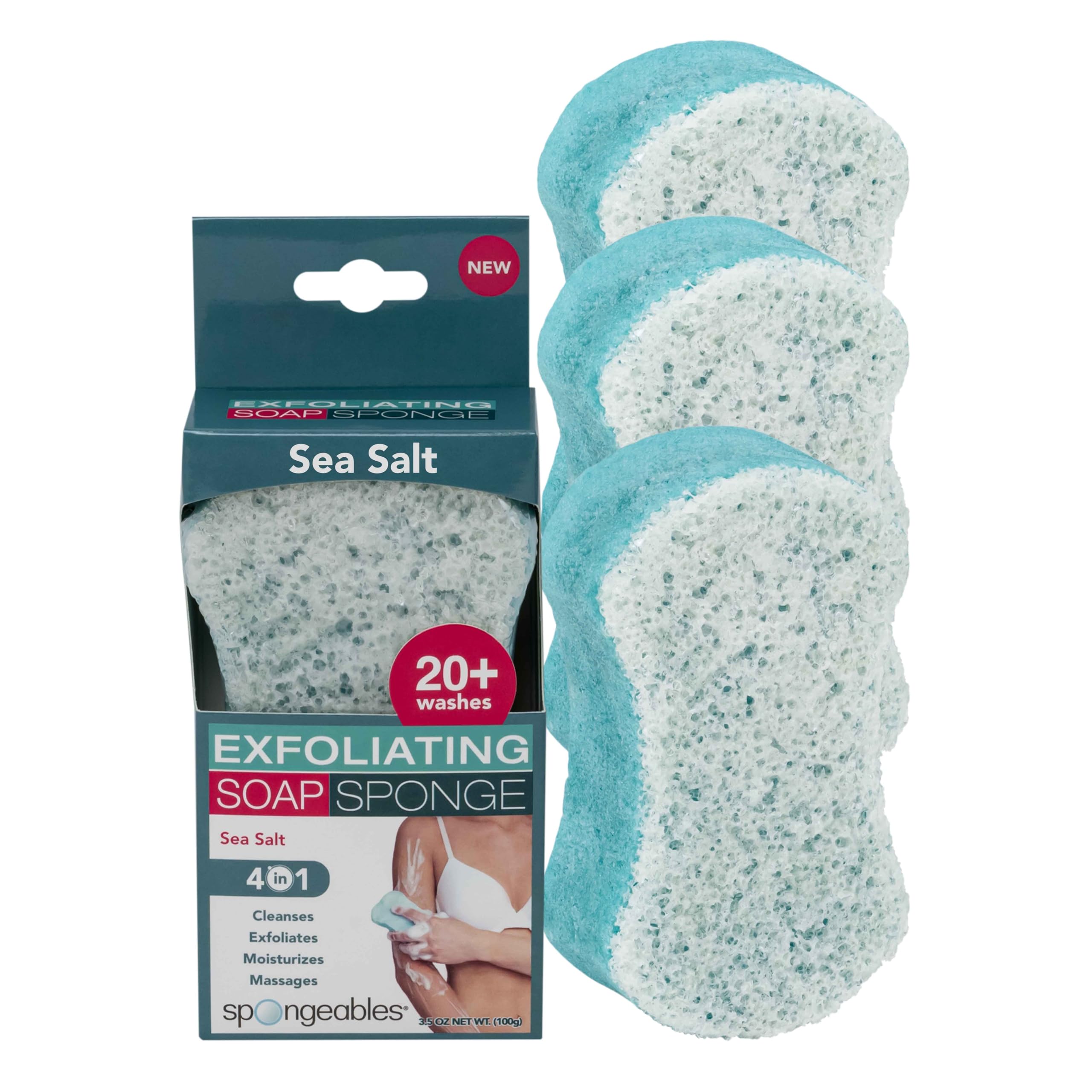Foto 2 pulgar | Esponja De Gel Corporal Spongeables Con Sal Marina, Más De 20 Lavados, 3 Unidades - Venta Internacional.