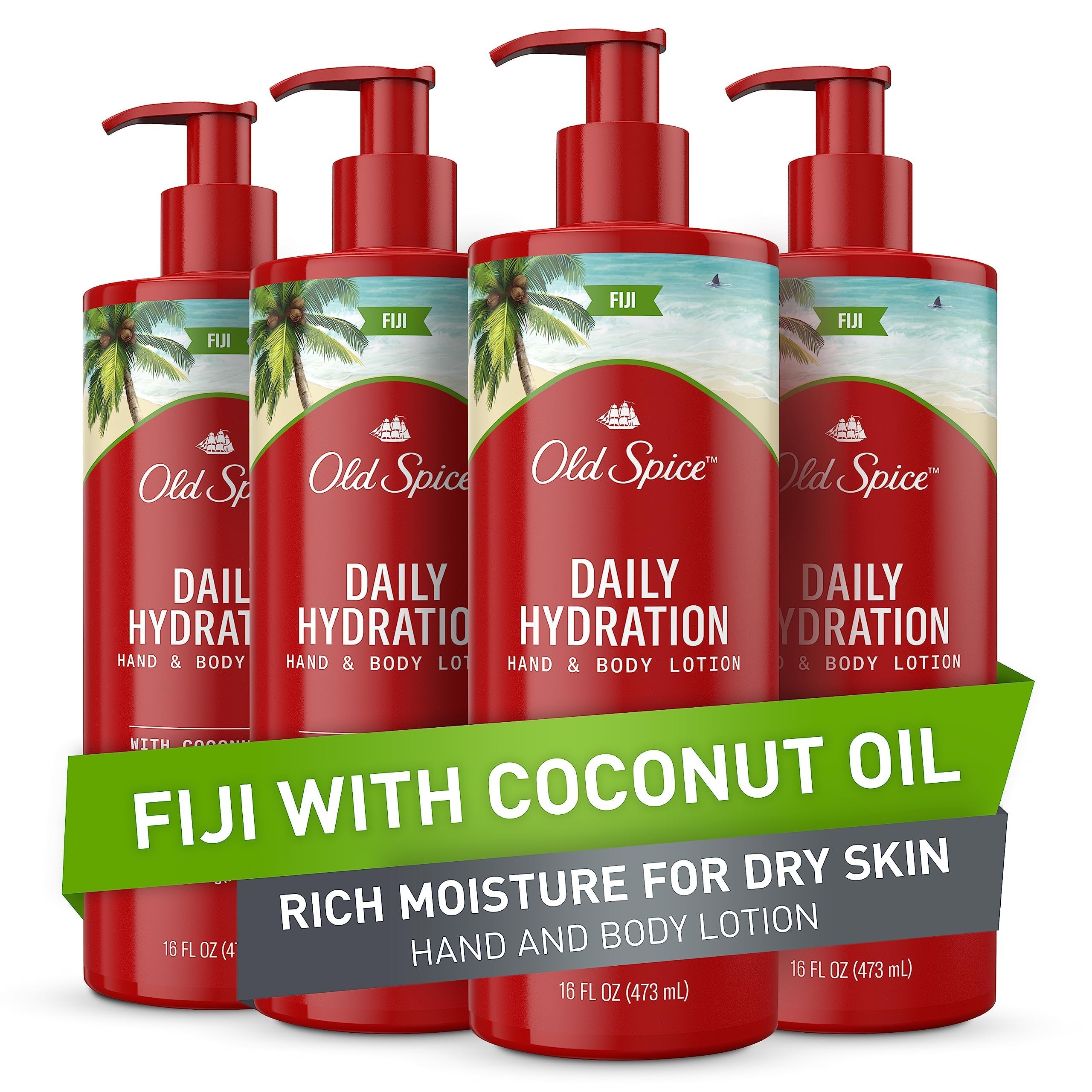 Loción Para Manos Y Cuerpo Old Spice Daily Hydration Fiji 480 Ml X4 - Venta Internacional.