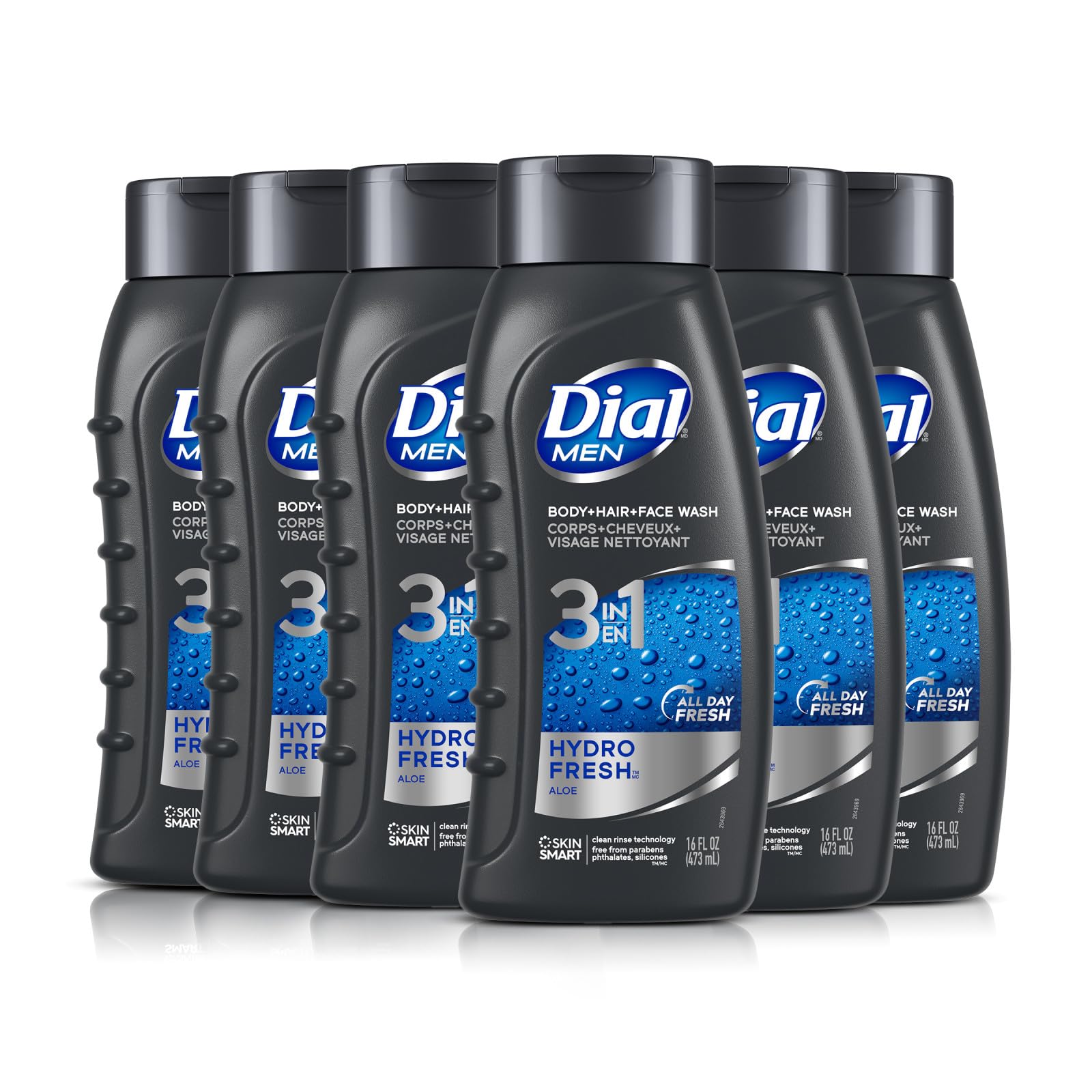 Limpiador Para Cuerpo, Cabello Y Rostro Dial Hydro Fresh Para Hombre, 473 Ml X 6 - Venta Internacional.