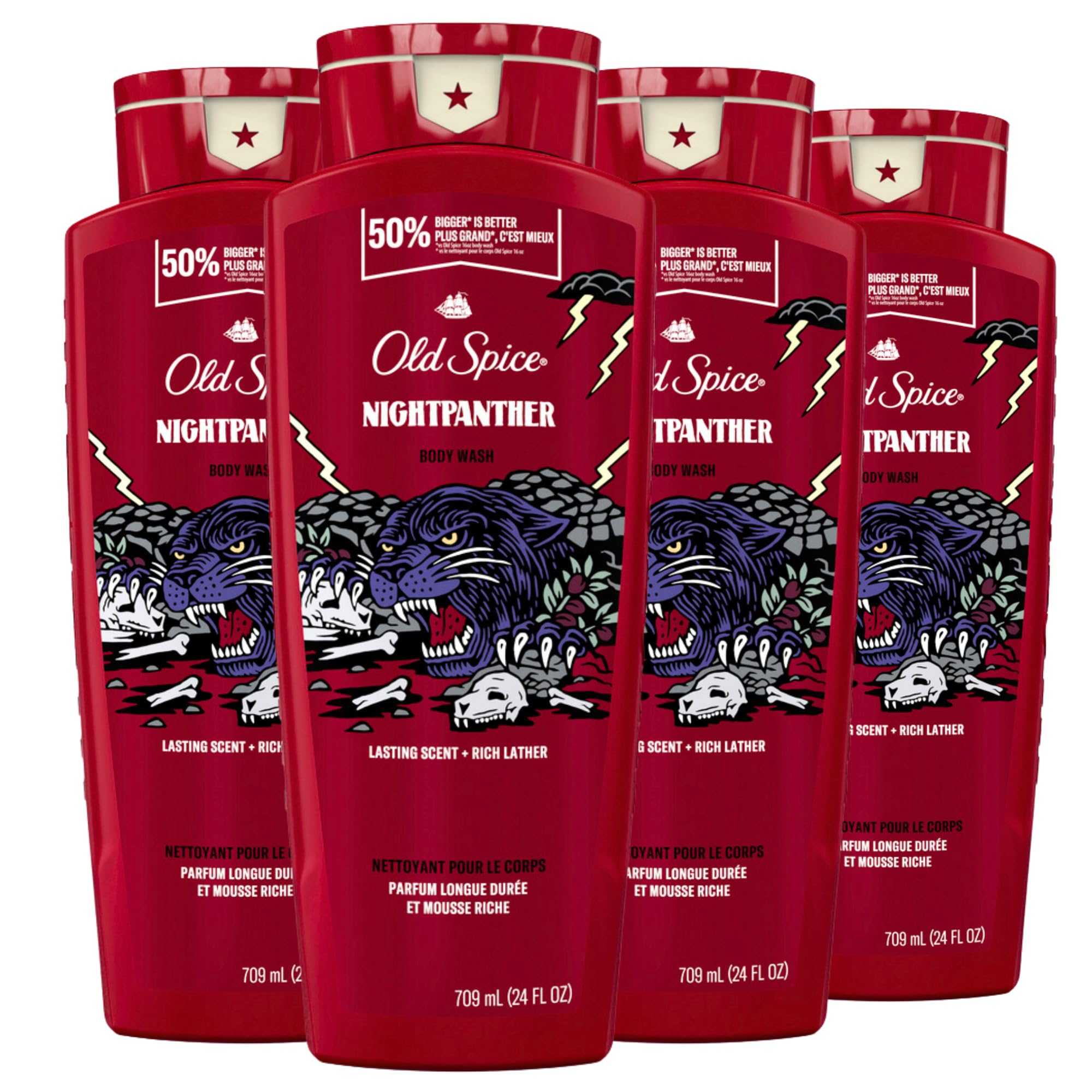 Gel De Baño Old Spice Nightpanther 24/7 Shower Freshness 720 Ml X4 - Venta Internacional.