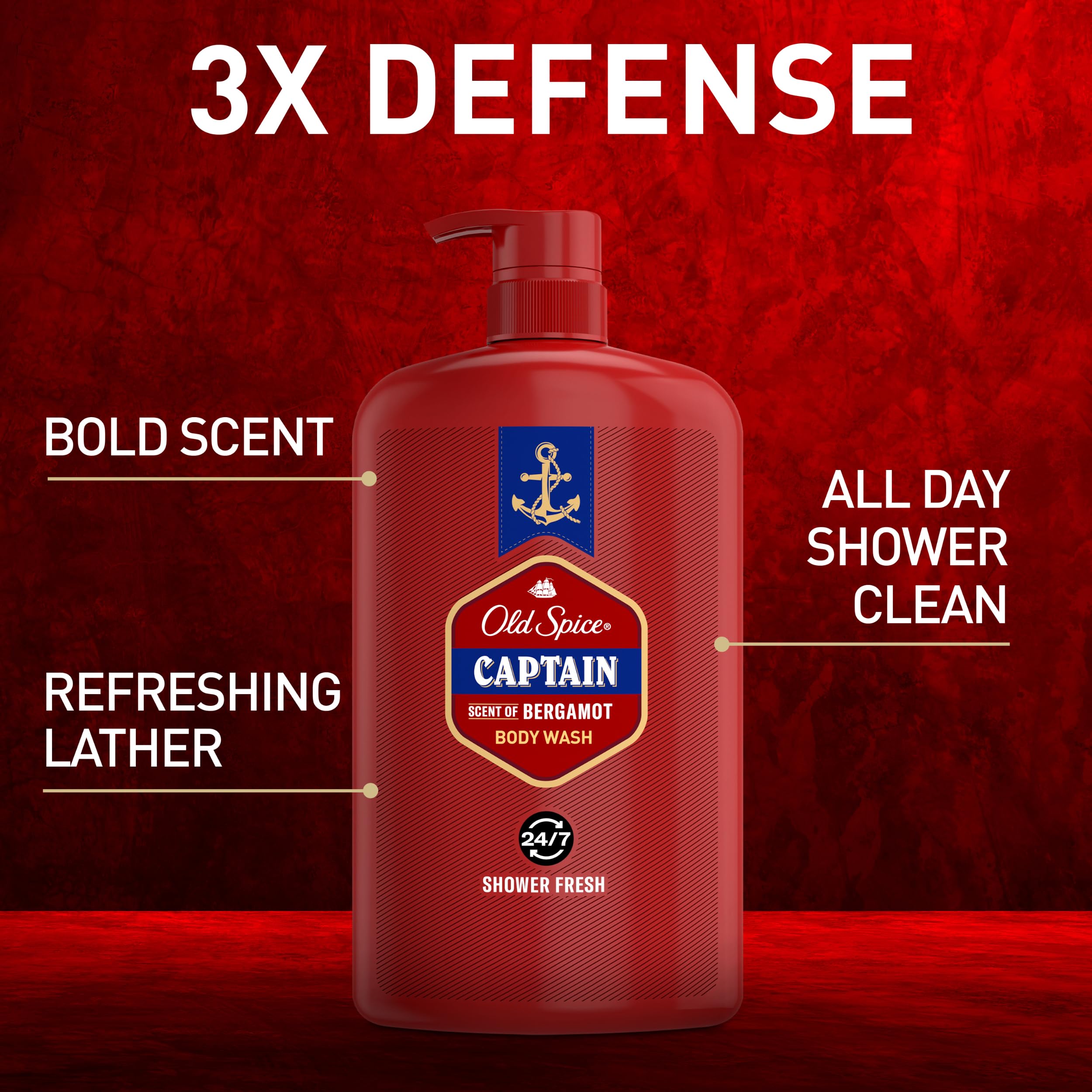 Foto 3 pulgar | Gel De Baño Old Spice Red Collection Captain 24/7 985ml Para Hombre - Venta Internacional.