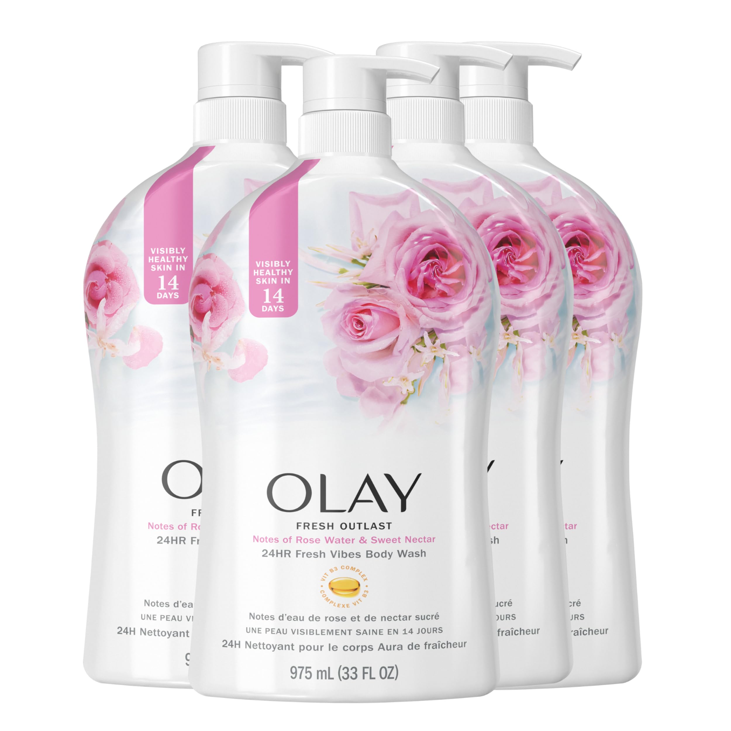 Gel De Baño Olay Fresh Outlast Rose Water Para Mujer, 1 Litro (paquete De 4) - Venta Internacional.