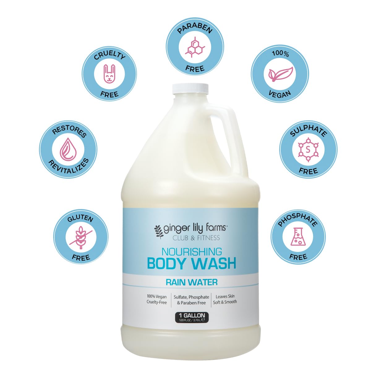 Foto 5 pulgar | Gel De Baño Ginger Lily Farms Club & Fitness, Agua De Lluvia, 1 Litro - Venta Internacional.