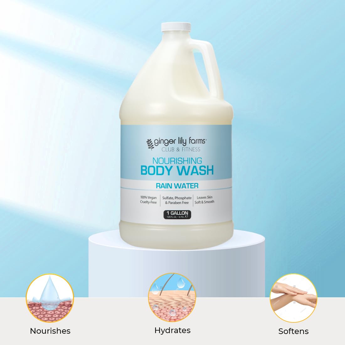 Foto 6 pulgar | Gel De Baño Ginger Lily Farms Club & Fitness, Agua De Lluvia, 1 Litro - Venta Internacional.