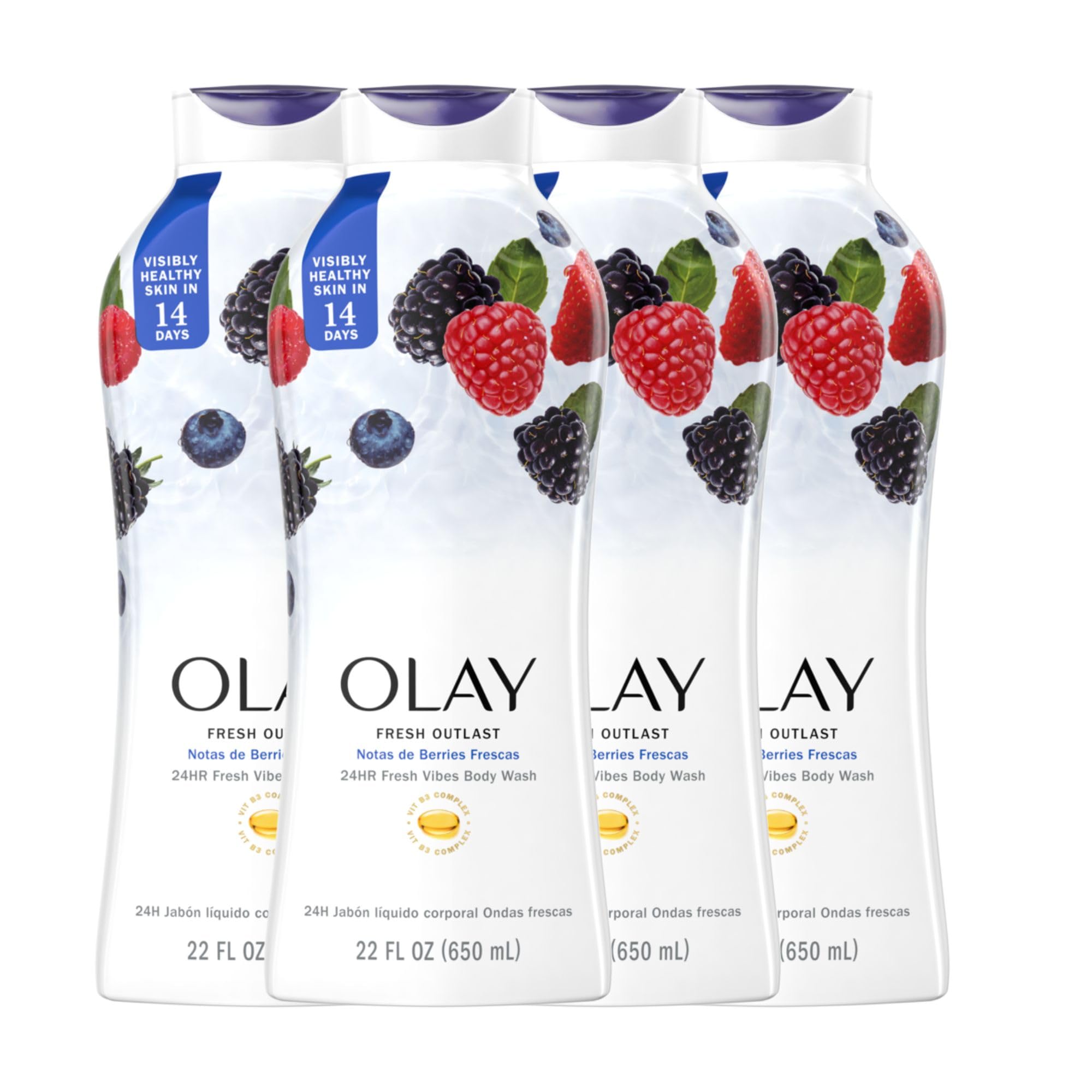 Gel De Baño Olay Fresh Outlast Para Mujer Berries Frescas 650 Ml X 4 - Venta Internacional.