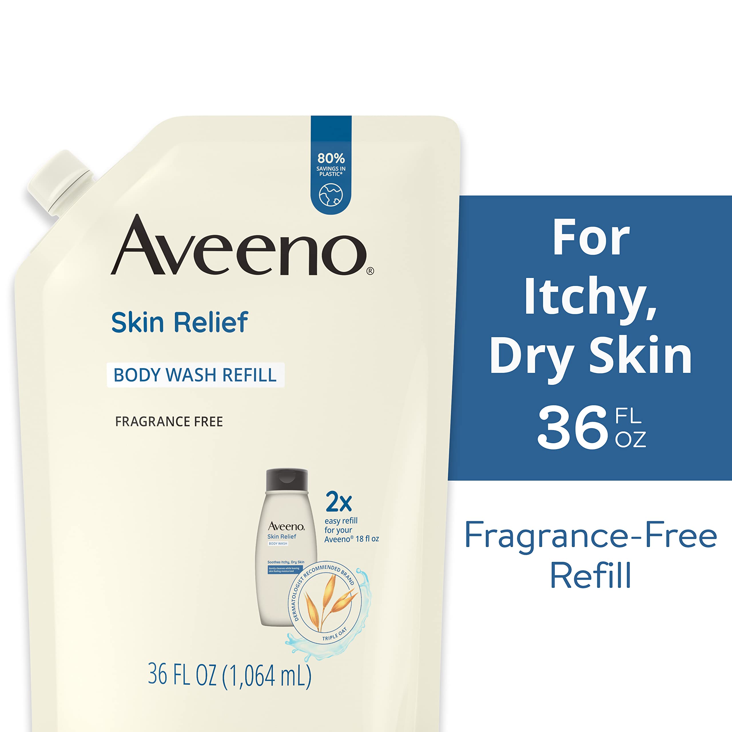 Foto 4 pulgar | Gel De Baño Aveeno Skin Relief Sin Fragancia, 1,06 L (paquete De 2) - Venta Internacional.