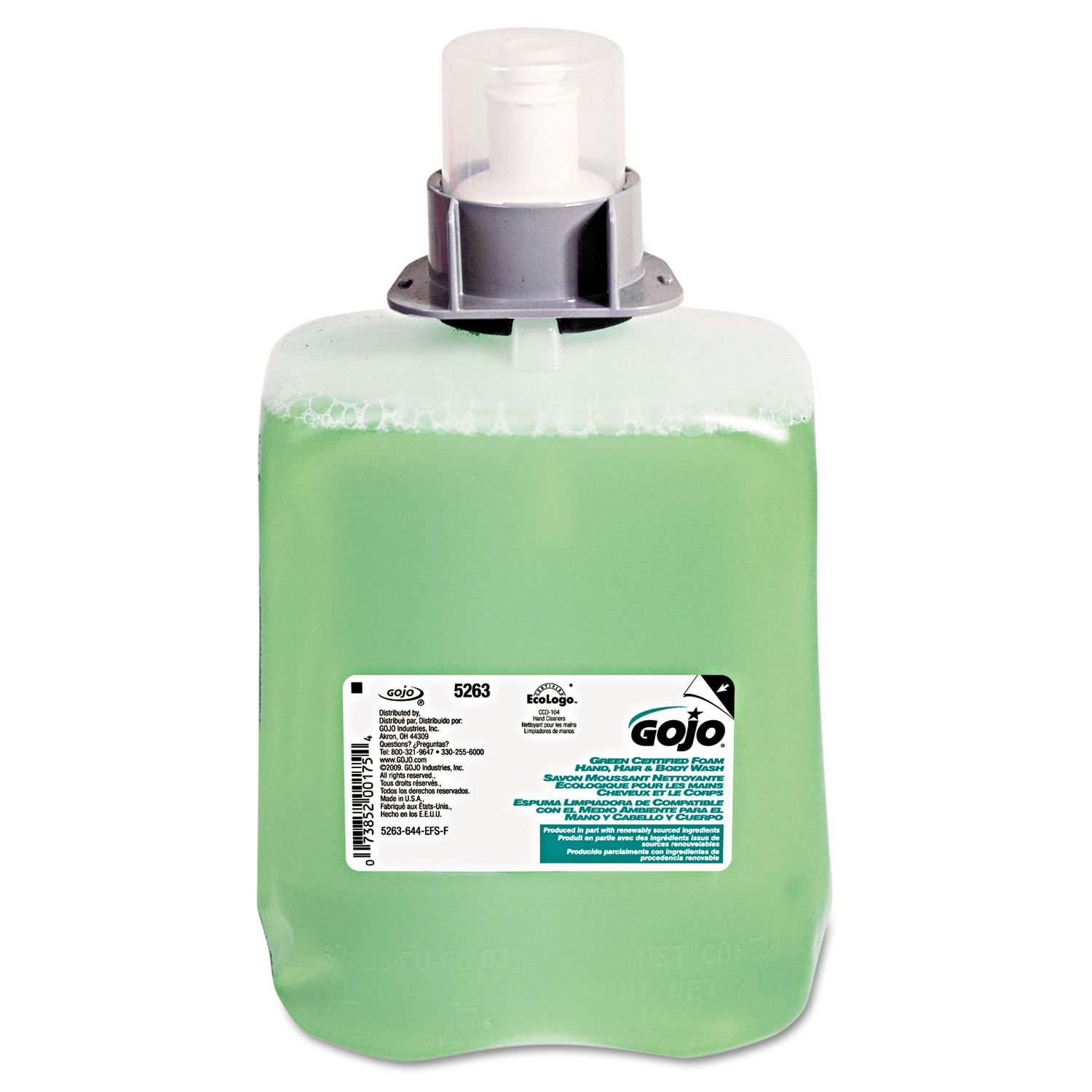 Foto 2 pulgar | Recambio De Gel De Baño Para Manos, Cabello Y Cuerpo Certificado Gojo Green De 2000 Ml - Venta Internacional.