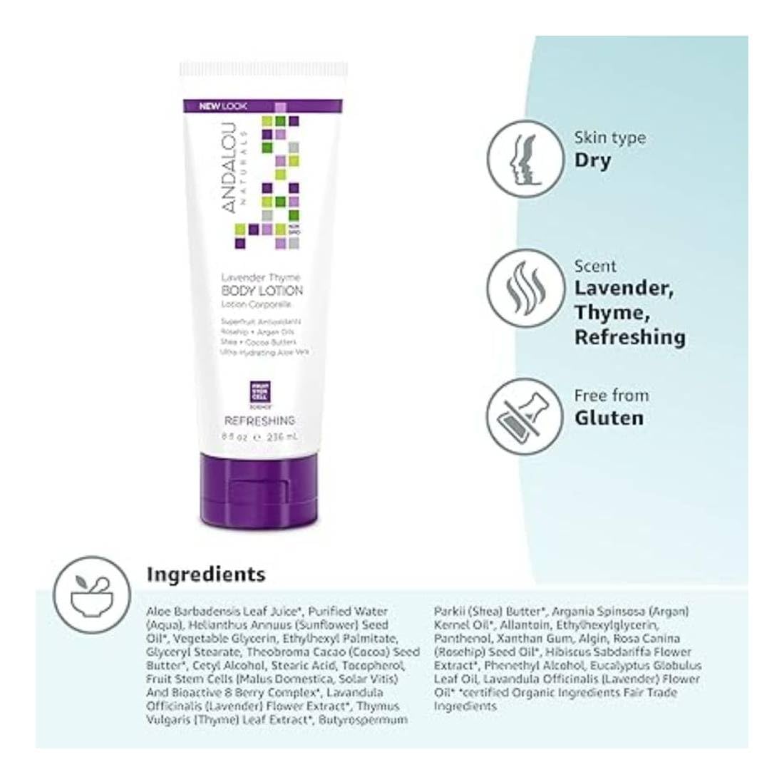 Foto 3 pulgar | Loción Corporal Andalou Naturals, Lavanda Y Tomillo, 240 Ml - Venta Internacional.