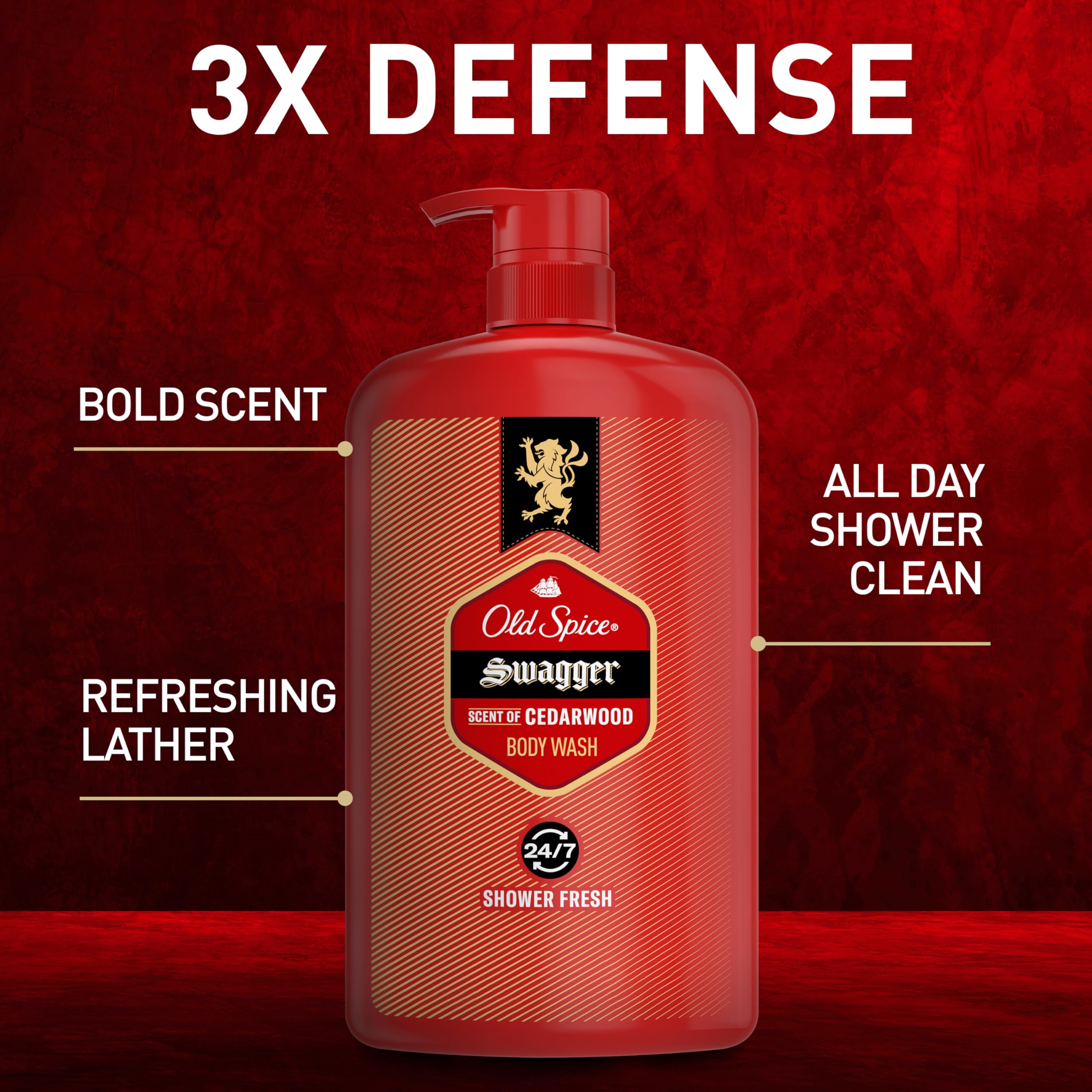 Foto 3 pulgar | Gel De Baño Old Spice Red Collection Swagger 24 Horas 990 Ml X4 - Venta Internacional.