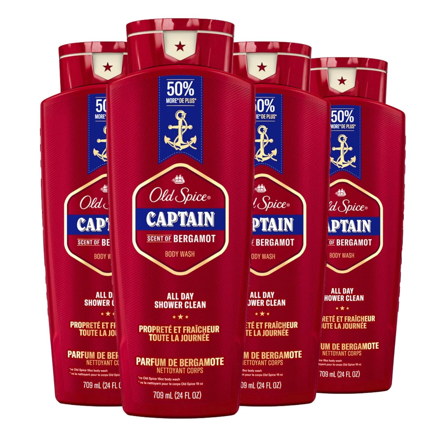 Gel De Baño Old Spice Red Collection Captain Scent 700 Ml X4 - Venta Internacional.
