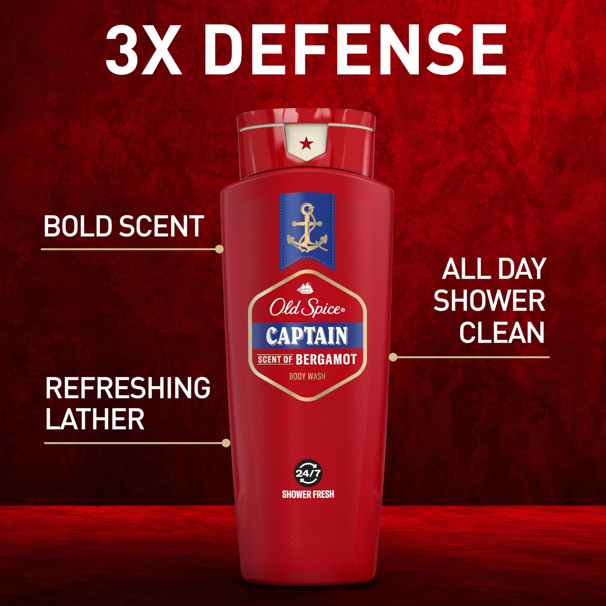 Foto 4 pulgar | Gel De Baño Old Spice Red Collection Captain Scent 700 Ml X4 - Venta Internacional.