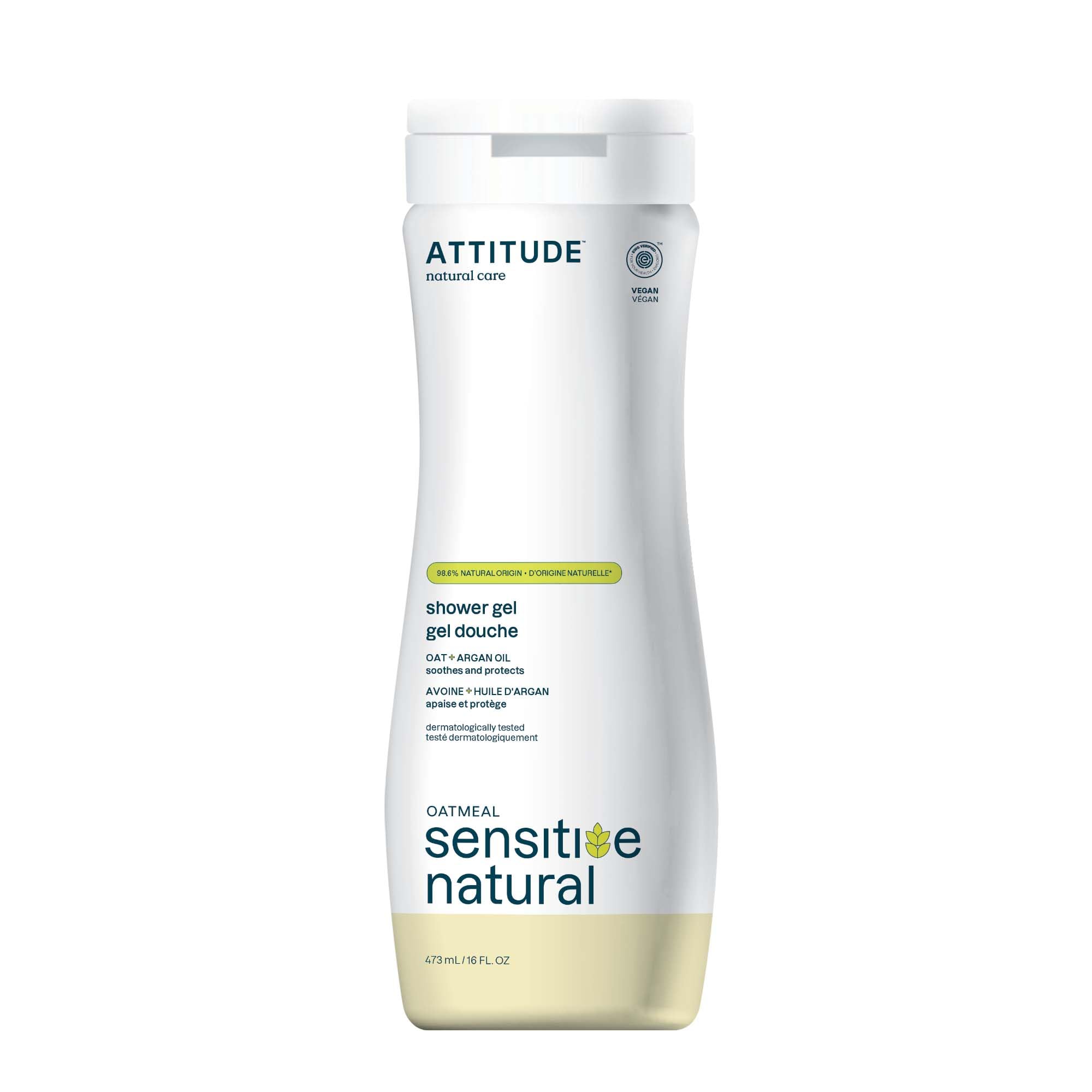 Gel De Baño Attitude Para Piel Sensible, Aceite De Avena Y Argán, 473 Ml - Venta Internacional.