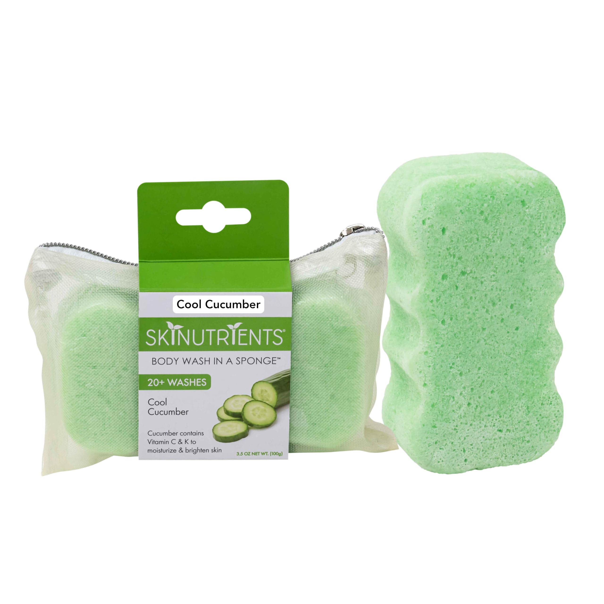 Esponja De Gel Corporal Spongeables Cool Cucumber, Más De 20 Lavados - Venta Internacional.