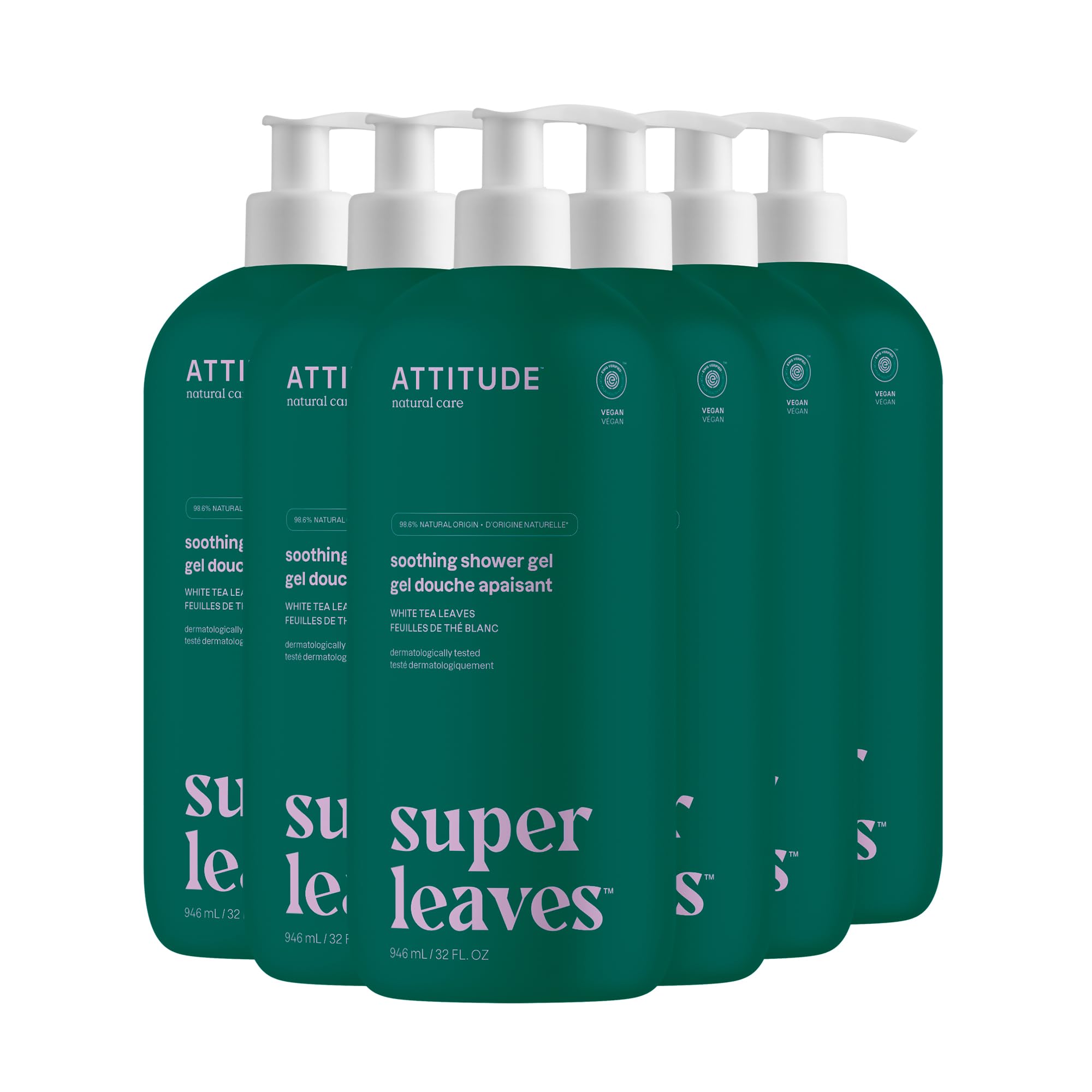 Gel De Baño Attitude Con Hojas De Té Blanco, 946 Ml (paquete De 6) - Venta Internacional.