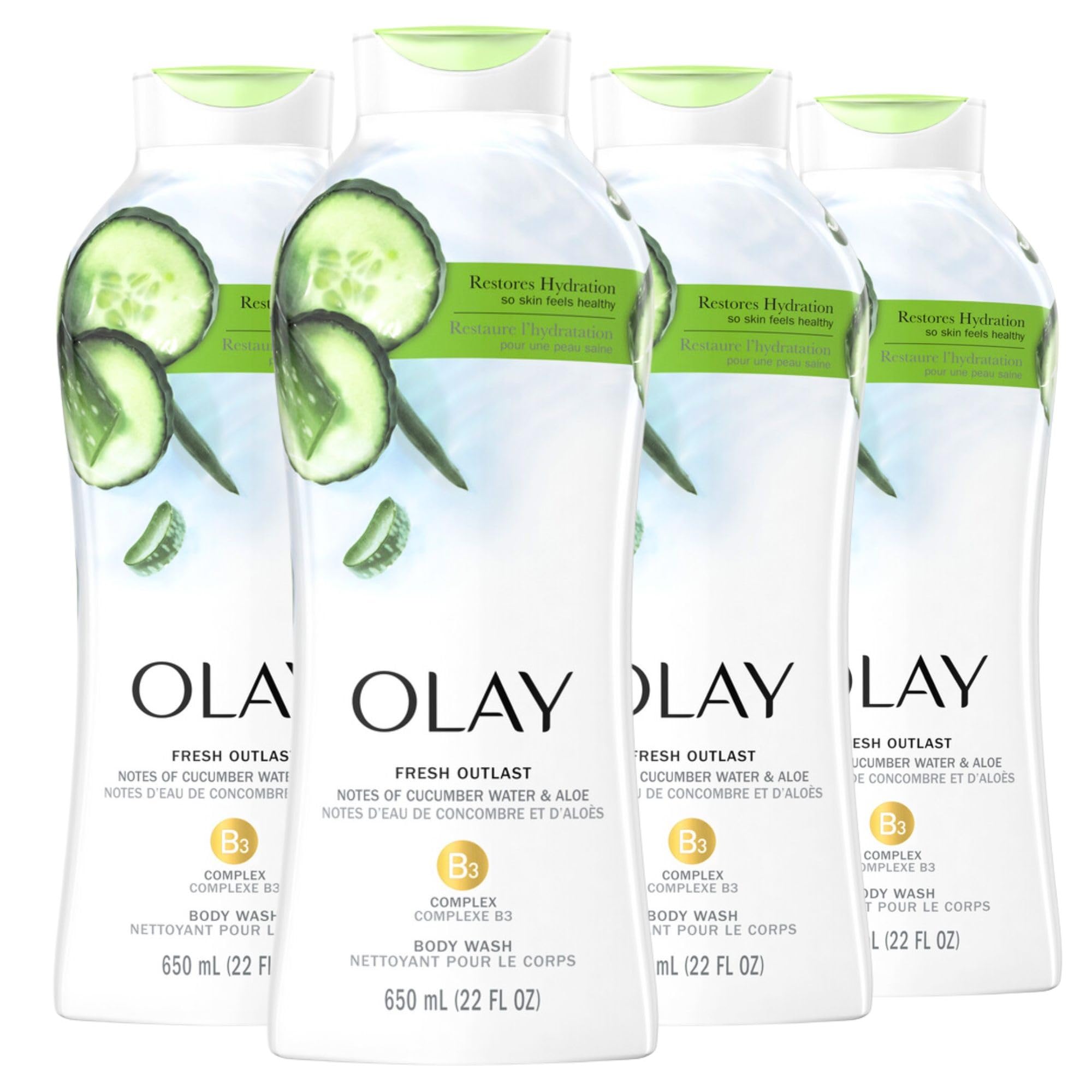Gel De Baño Olay Fresh Outlast, Pepino Y Aloe, 650 Ml (paquete De 4) - Venta Internacional.