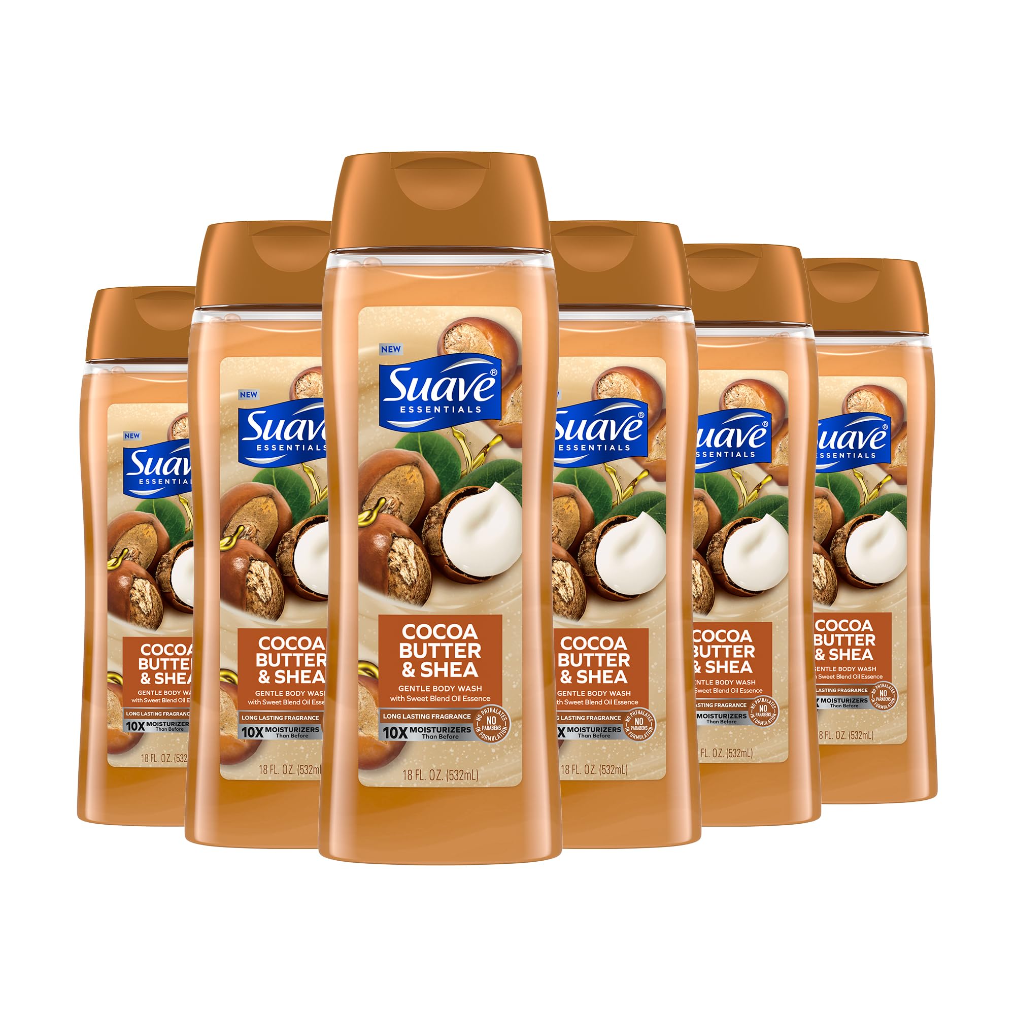 Body Wash Suave Hidratante, Manteca De Cacao, Karité, 530 Ml, 6 Unidades - Venta Internacional.