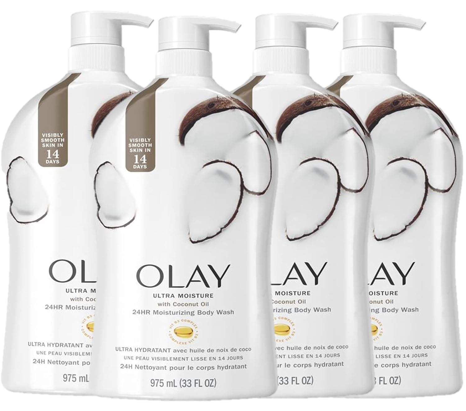 Gel De Baño Olay Ultra Moisture Con Aroma A Aceite De Coco, 1 Litro (paquete De 4) - Venta Internacional.