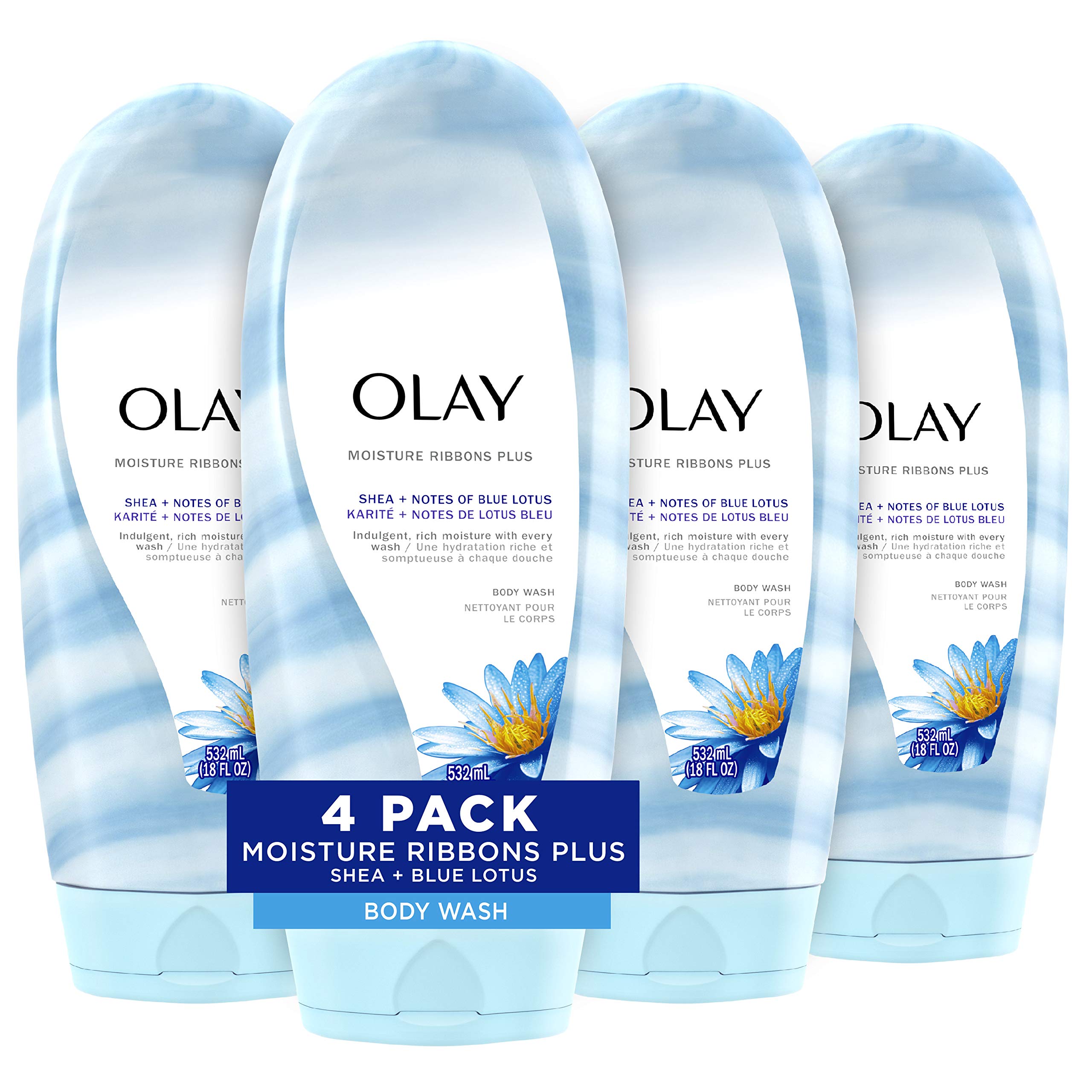 Gel De Baño Olay Moisture Ribbons Plus Shea Blue Lotus 532ml X4 - Venta Internacional.
