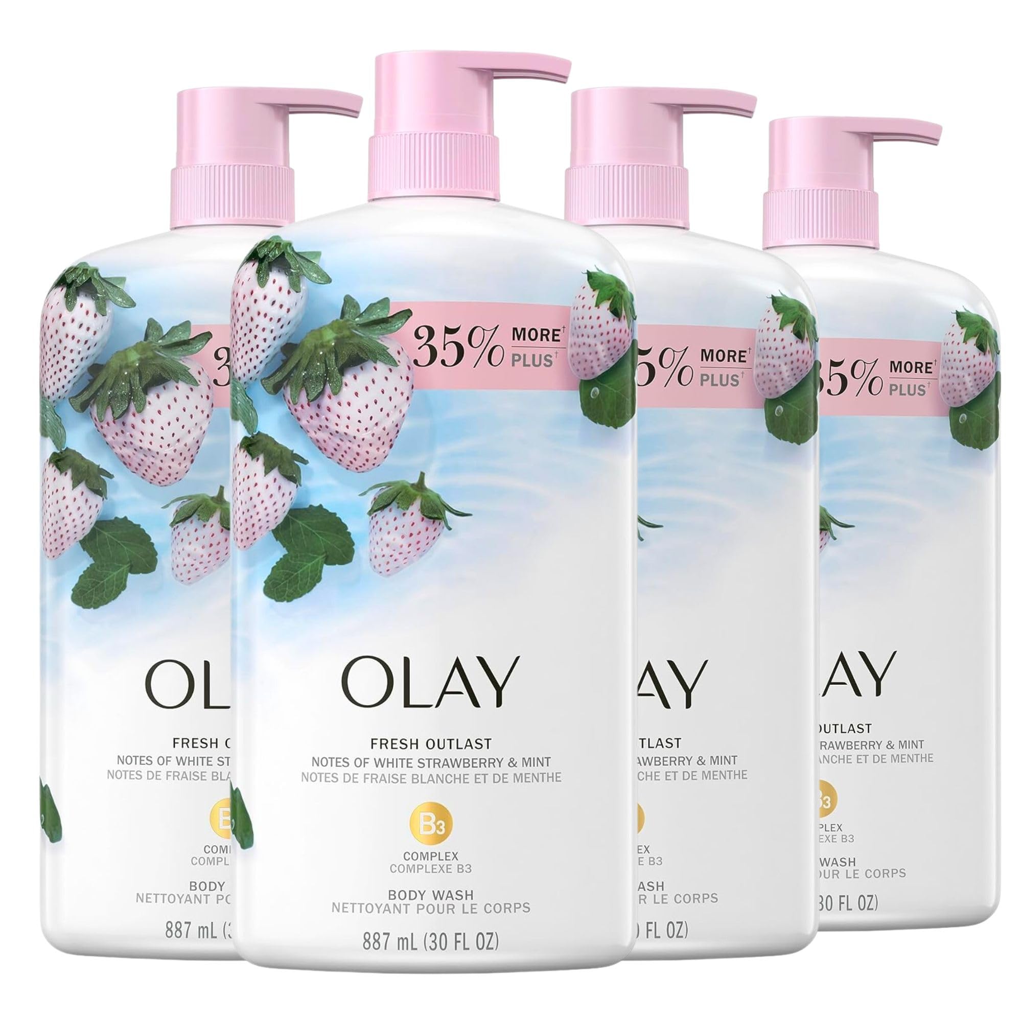 Gel De Baño Olay Fresh Outlast White Fresa Y Menta 1lx4 - Venta Internacional.