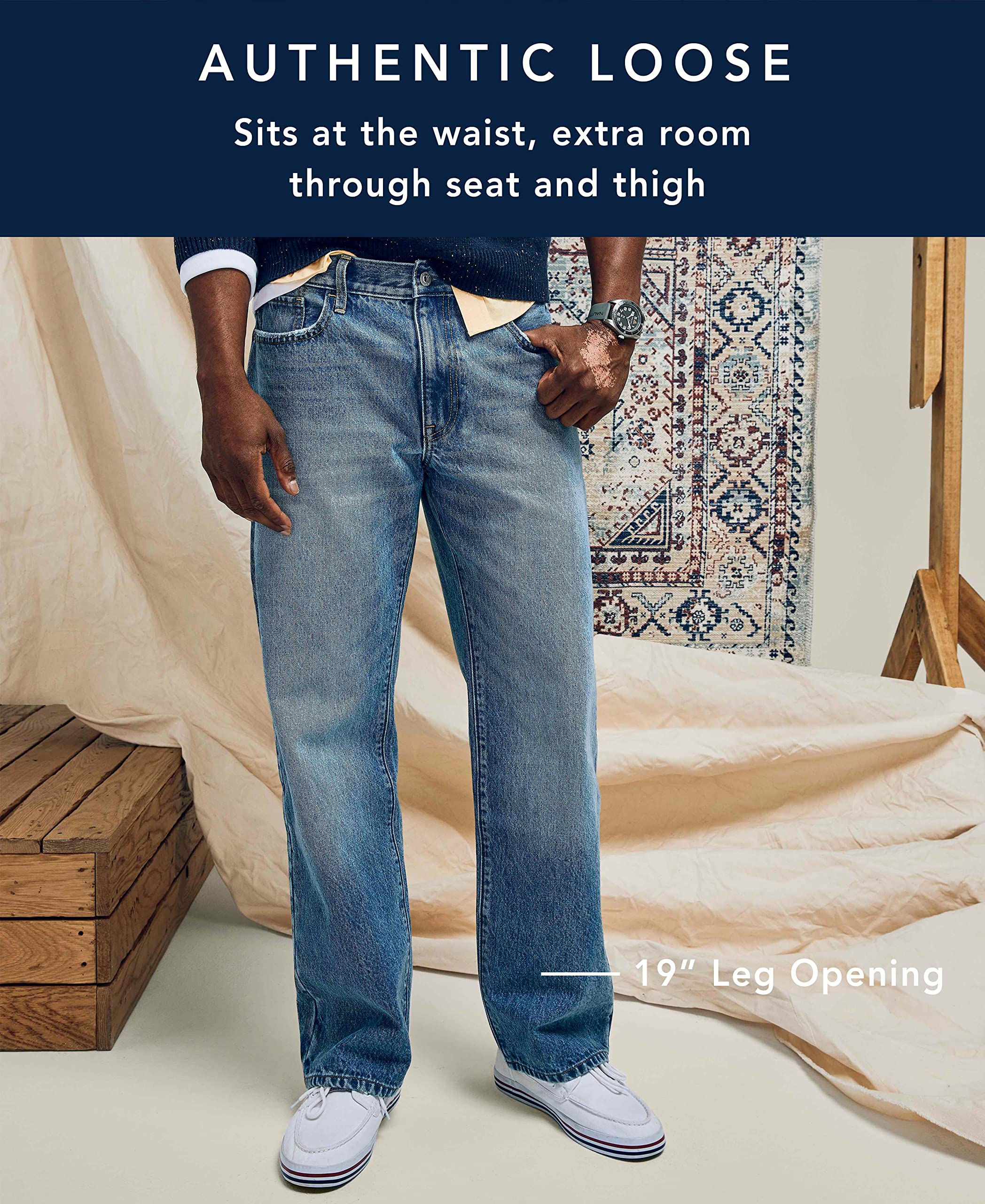 Foto 6 pulgar | Jeans Nautica Authentic Loose Denim Para Hombre Pure Ocean 32 - Venta Internacional.