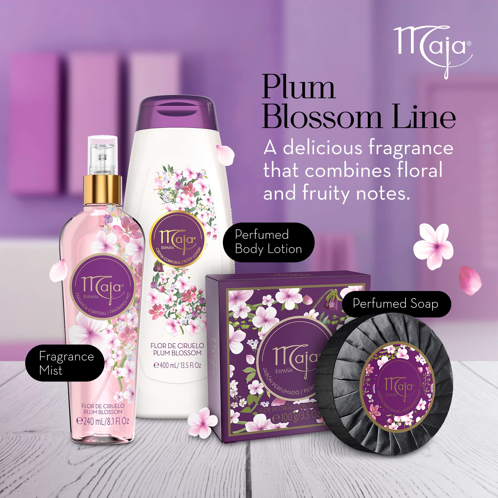 Foto 3 pulgar | Loción Corporal Maja Plum Blossom Con Aceite De Almendras Y Vitamina E 400 Ml - Venta Internacional.