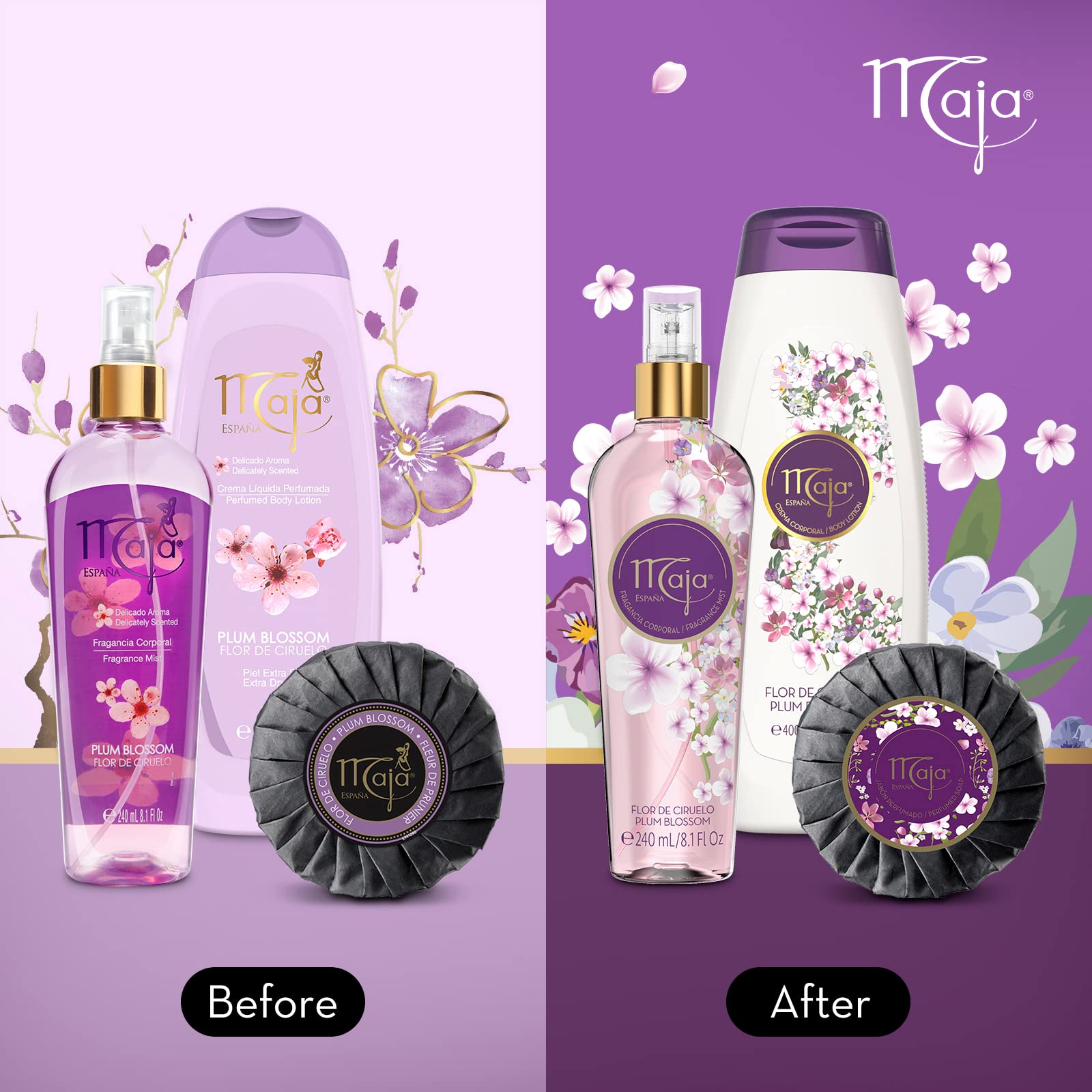 Foto 7 pulgar | Loción Corporal Maja Plum Blossom Con Aceite De Almendras Y Vitamina E 400 Ml - Venta Internacional.