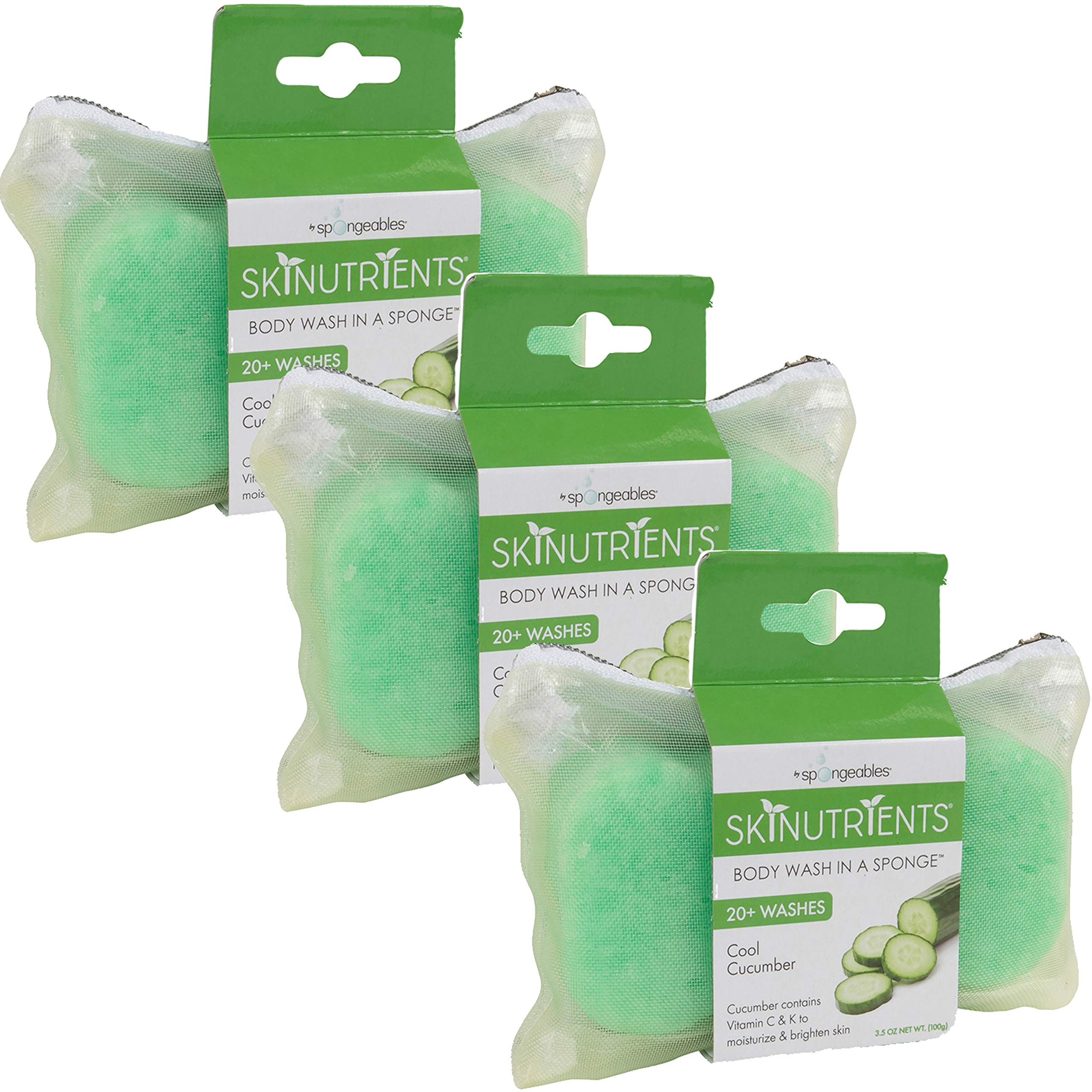 Foto 2 pulgar | Esponja De Gel Corporal Spongeables Cool Cucumber, 3 Unidades - Venta Internacional.