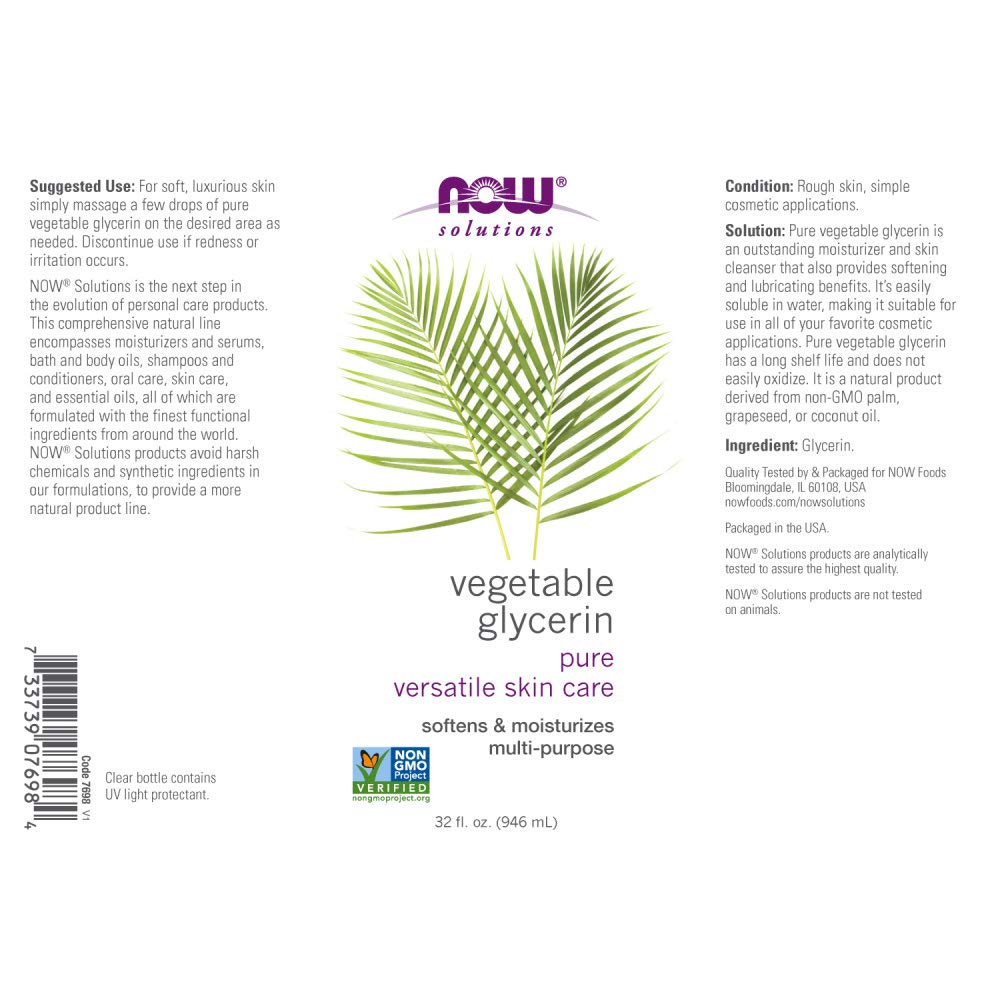 Foto 3 pulgar | Glicerina Vegetal Now Solutions, 100% Pura, 946 Ml, Cuidado De La Piel - Venta Internacional.