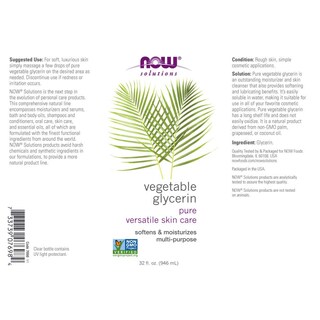 Foto 2 | Glicerina Vegetal Now Solutions, 100% Pura, 946 Ml, Cuidado De La Piel - Venta Internacional.