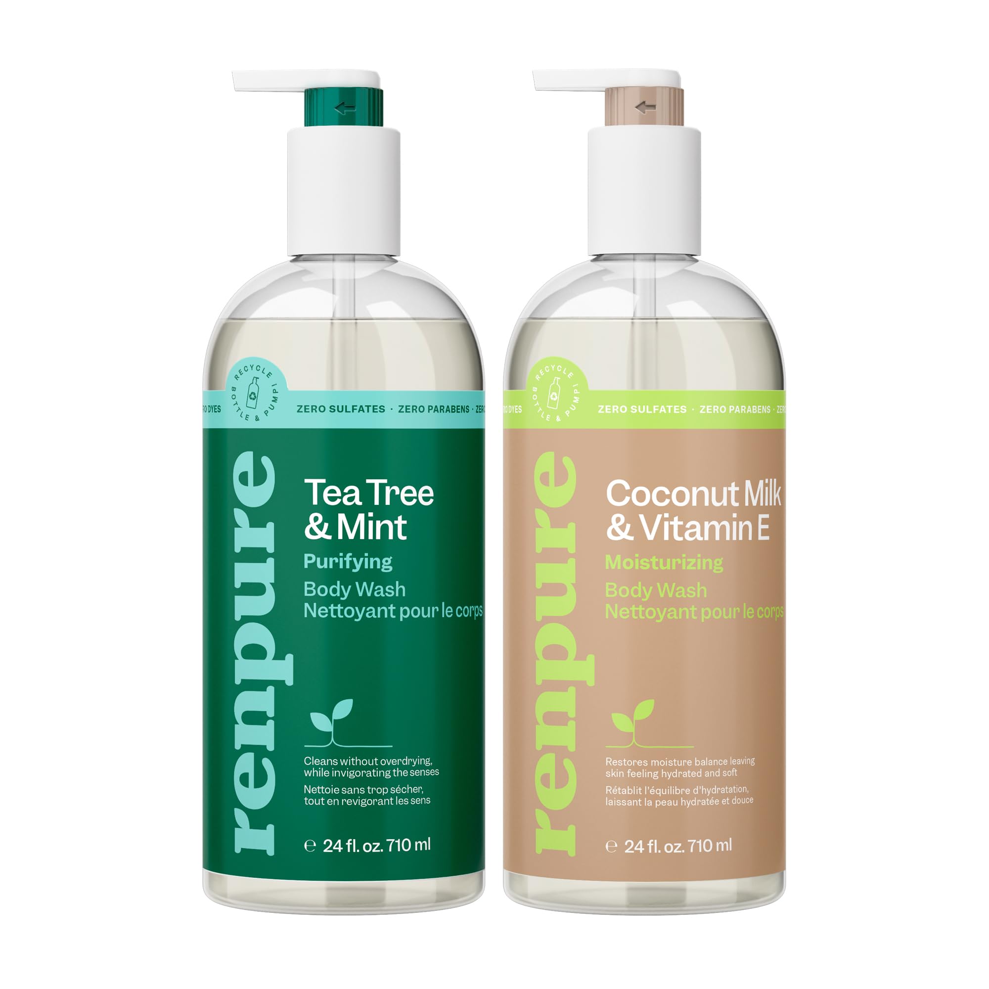 Gel De Baño Renpure Con Aceite De Menta Y Árbol De Té Y Coco Con Vitamina E, 720 Ml - Venta Internacional.