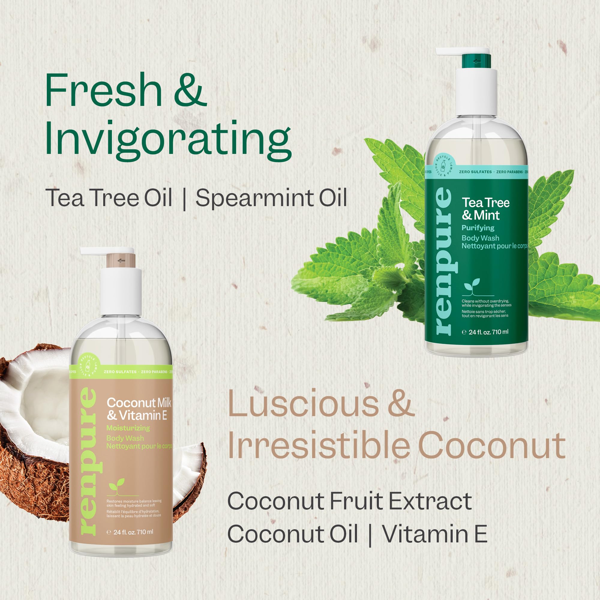 Foto 6 pulgar | Gel De Baño Renpure Con Aceite De Menta Y Árbol De Té Y Coco Con Vitamina E, 720 Ml - Venta Internacional.