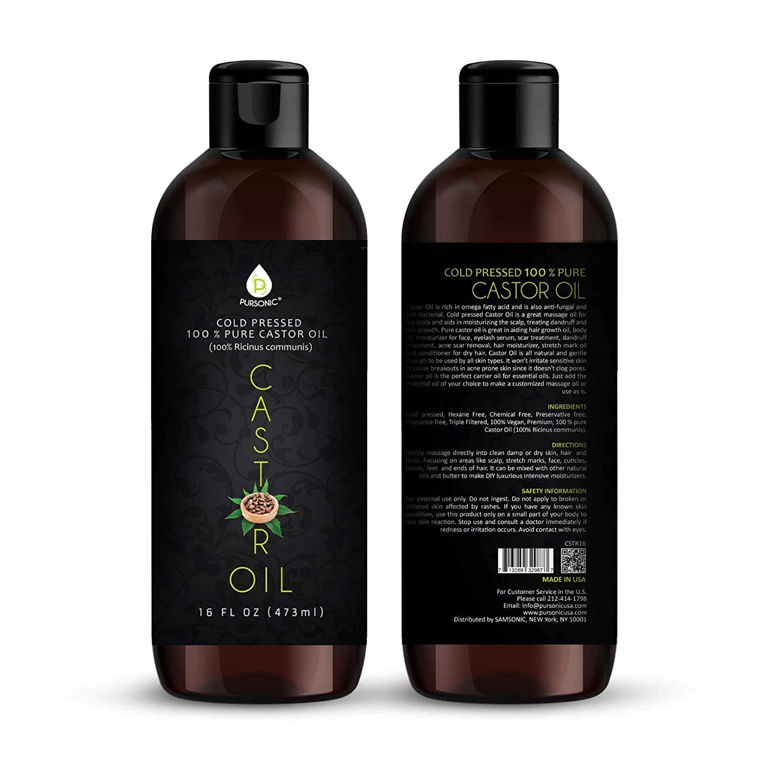 Foto 2 | Aceite De Ricino Pursonic, Prensado En Frío, 2 Unidades, 100% Puro, 4,7 Litros - Venta Internacional.