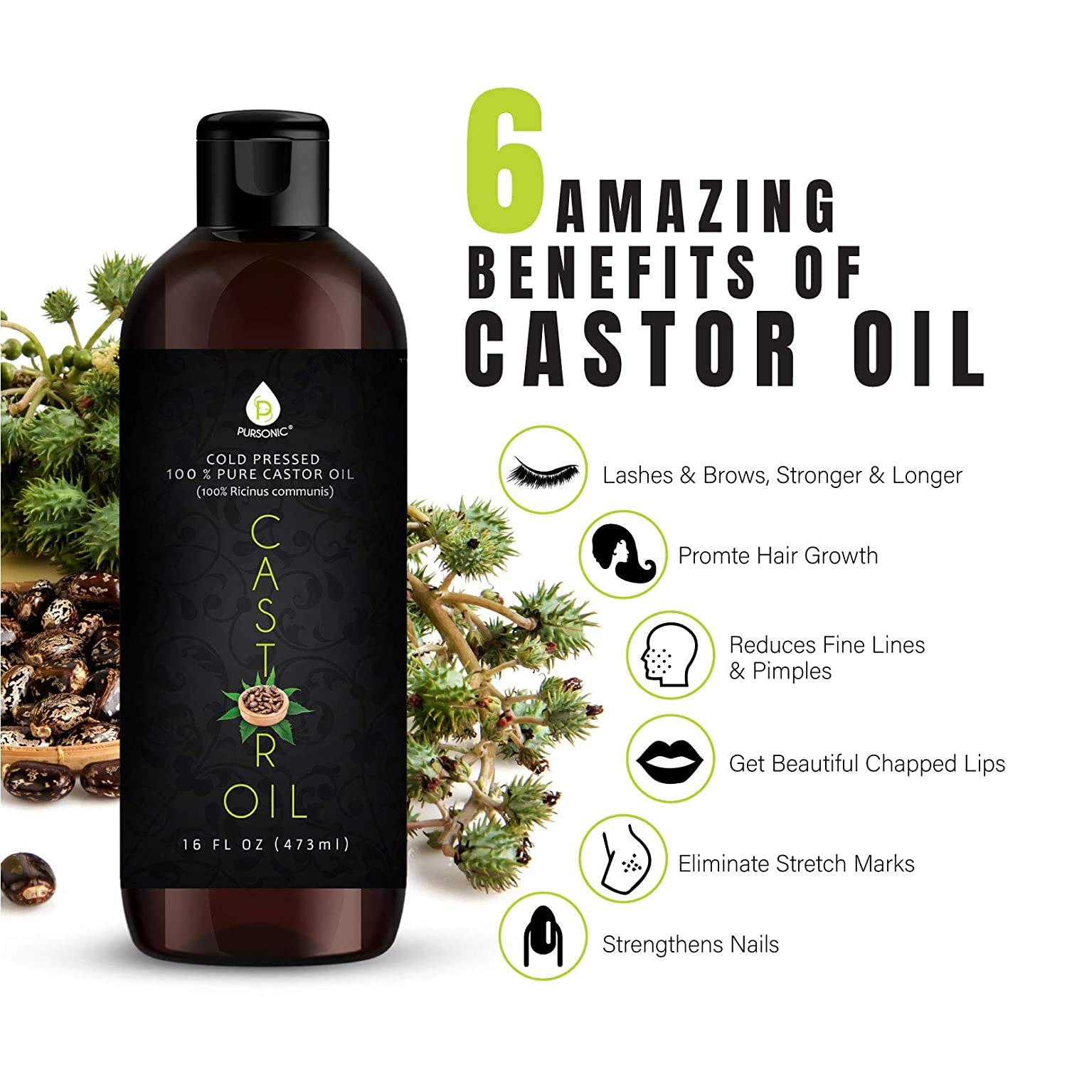 Foto 3 | Aceite De Ricino Pursonic, Prensado En Frío, 2 Unidades, 100% Puro, 4,7 Litros - Venta Internacional.