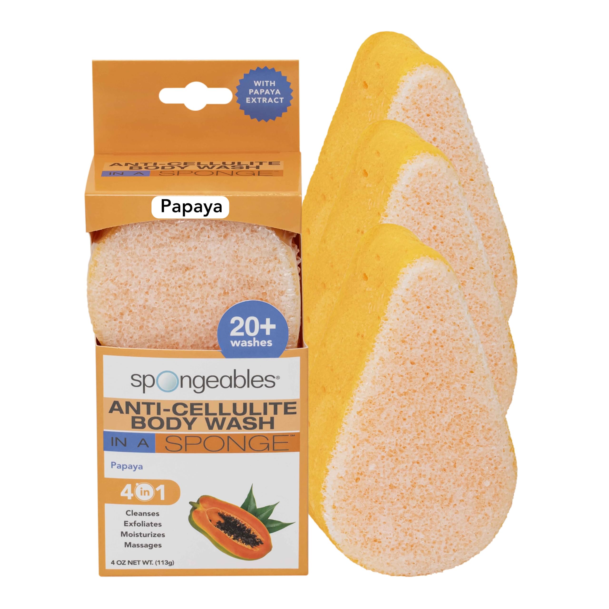 Foto 2 pulgar | Esponja De Gel Corporal, Esponjosa, Anticelulítica, Papaya, 3 Unidades - Venta Internacional.