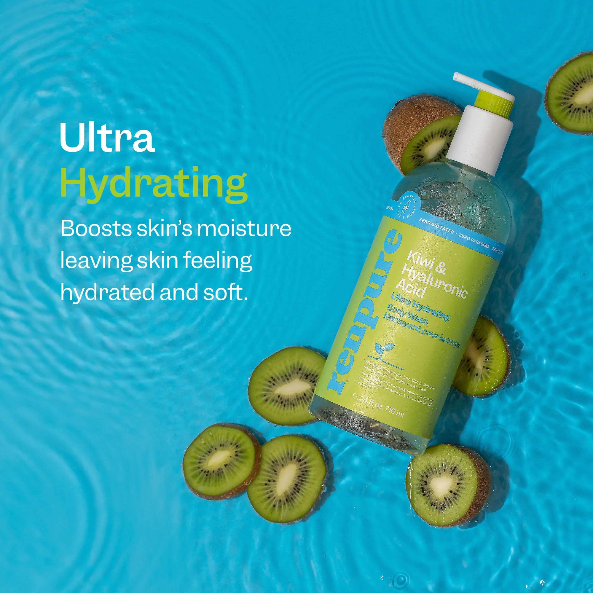 Foto 3 pulgar | Gel De Baño Renpure Kiwi Y Ácido Hialurónico 710 Ml - Venta Internacional.
