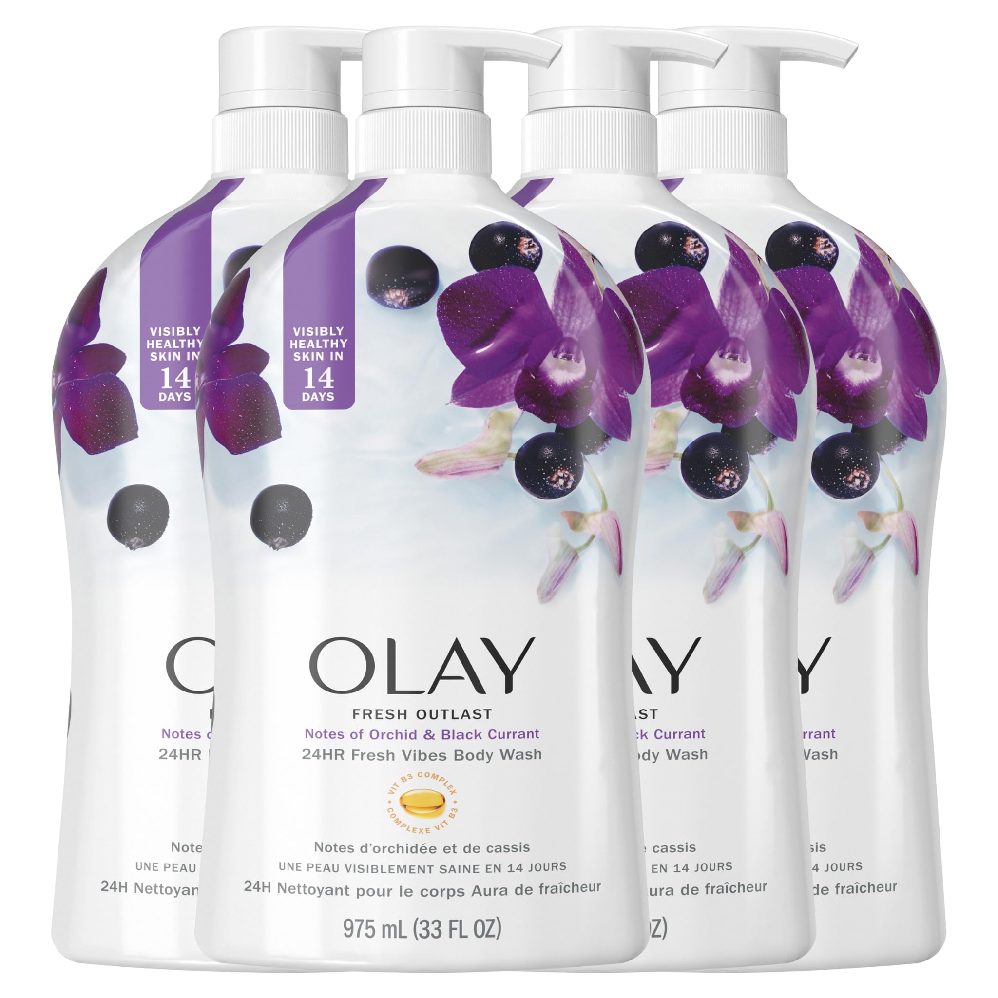 Foto 2 pulgar | Gel De Baño Olay Fresh Outlast Orchid & Black Currant 1lx4 - Venta Internacional.