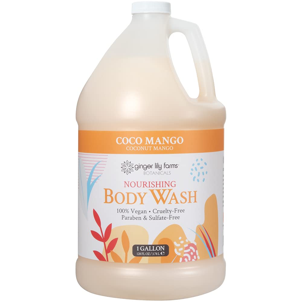 Gel De Baño Ginger Lily Farms, Nutritivo, Coco Y Mango, 3,8 Litros - Venta Internacional.